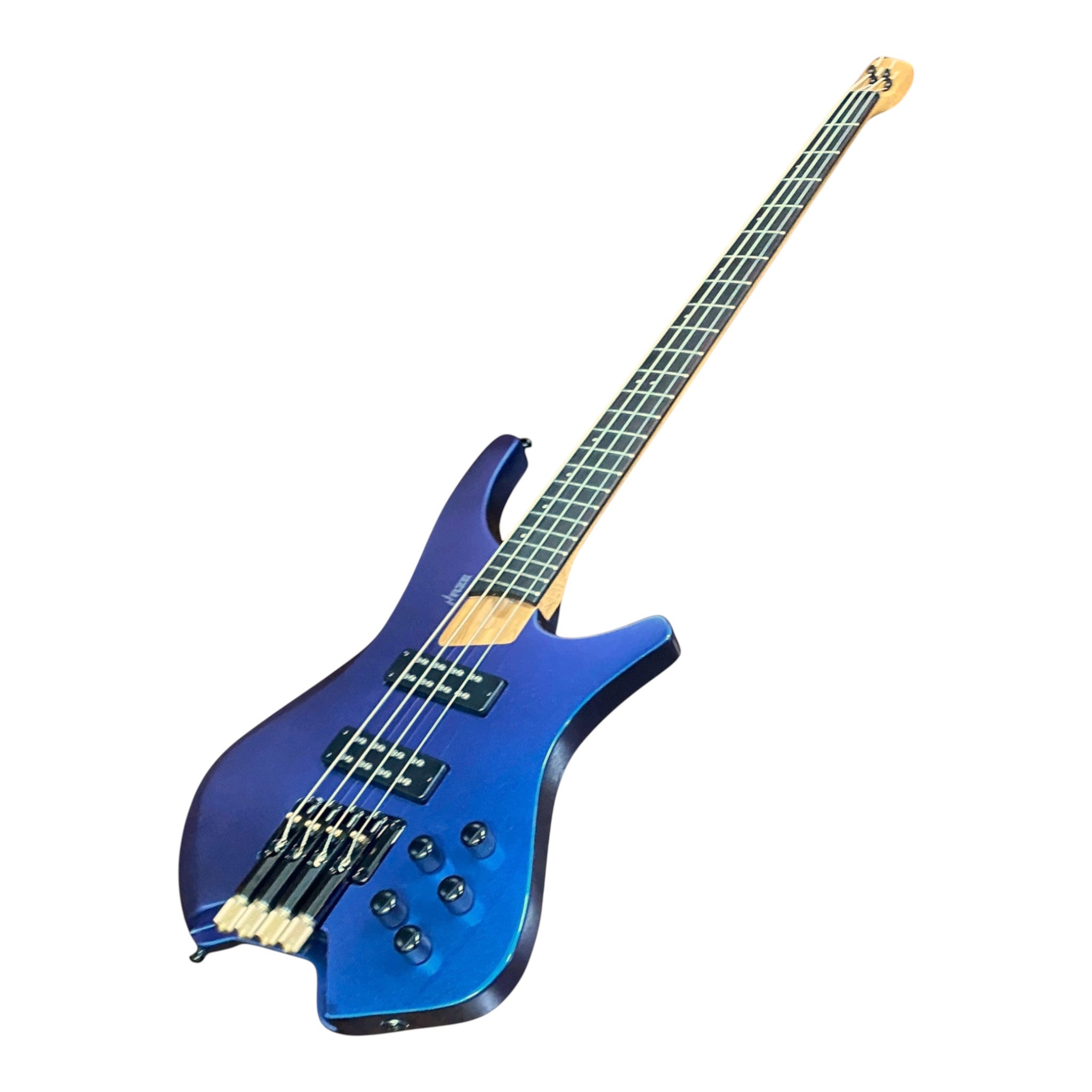 Haze HB4BLP Aurora Series Headless Electric Bass – 24-Fret Roasted Maple Neck, Blue-Purple Chameleon Finish, & Active BJ-80 Pickups
