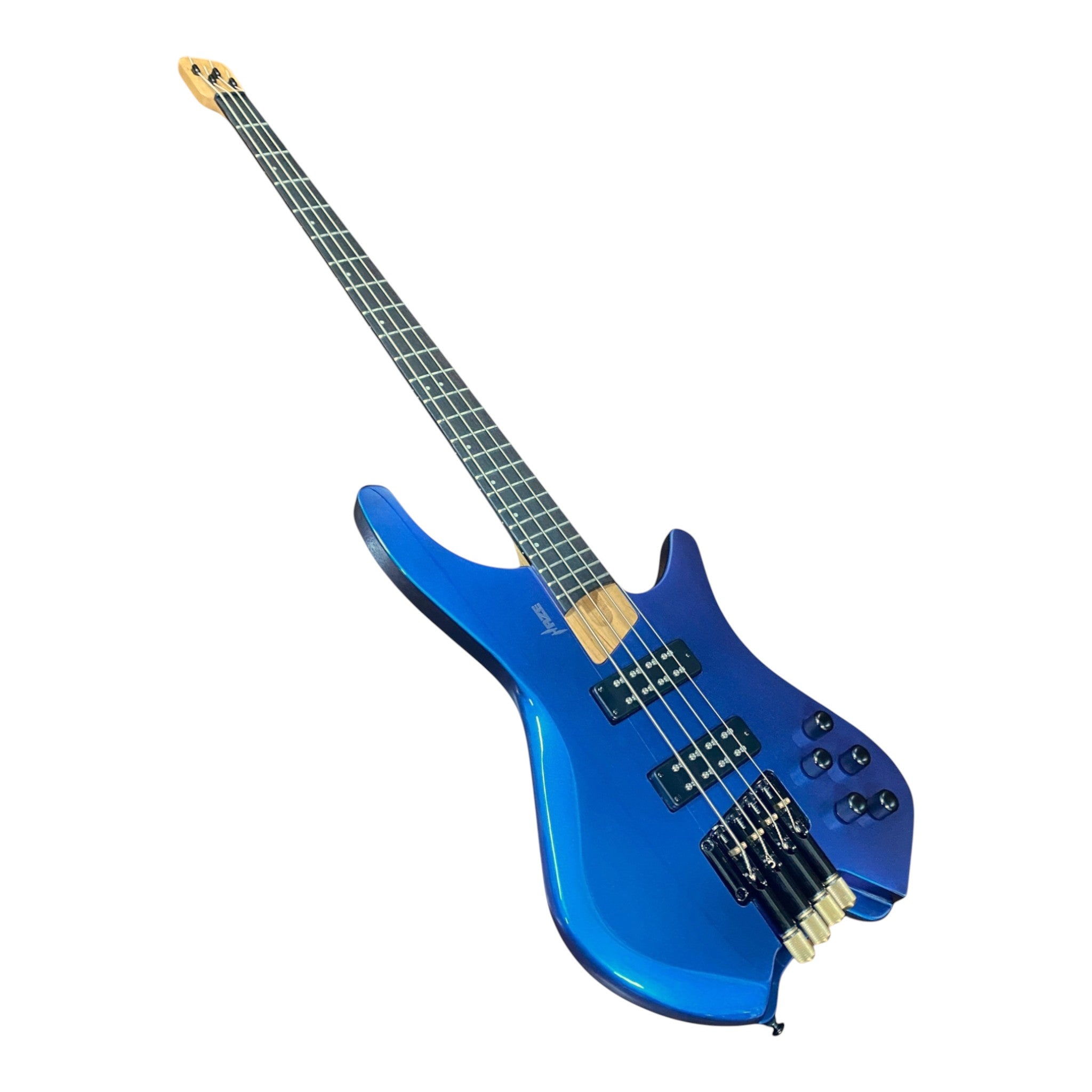 Haze HB4BLP Aurora Series Headless Electric Bass – 24-Fret Roasted Maple Neck, Blue-Purple Chameleon Finish, & Active BJ-80 Pickups