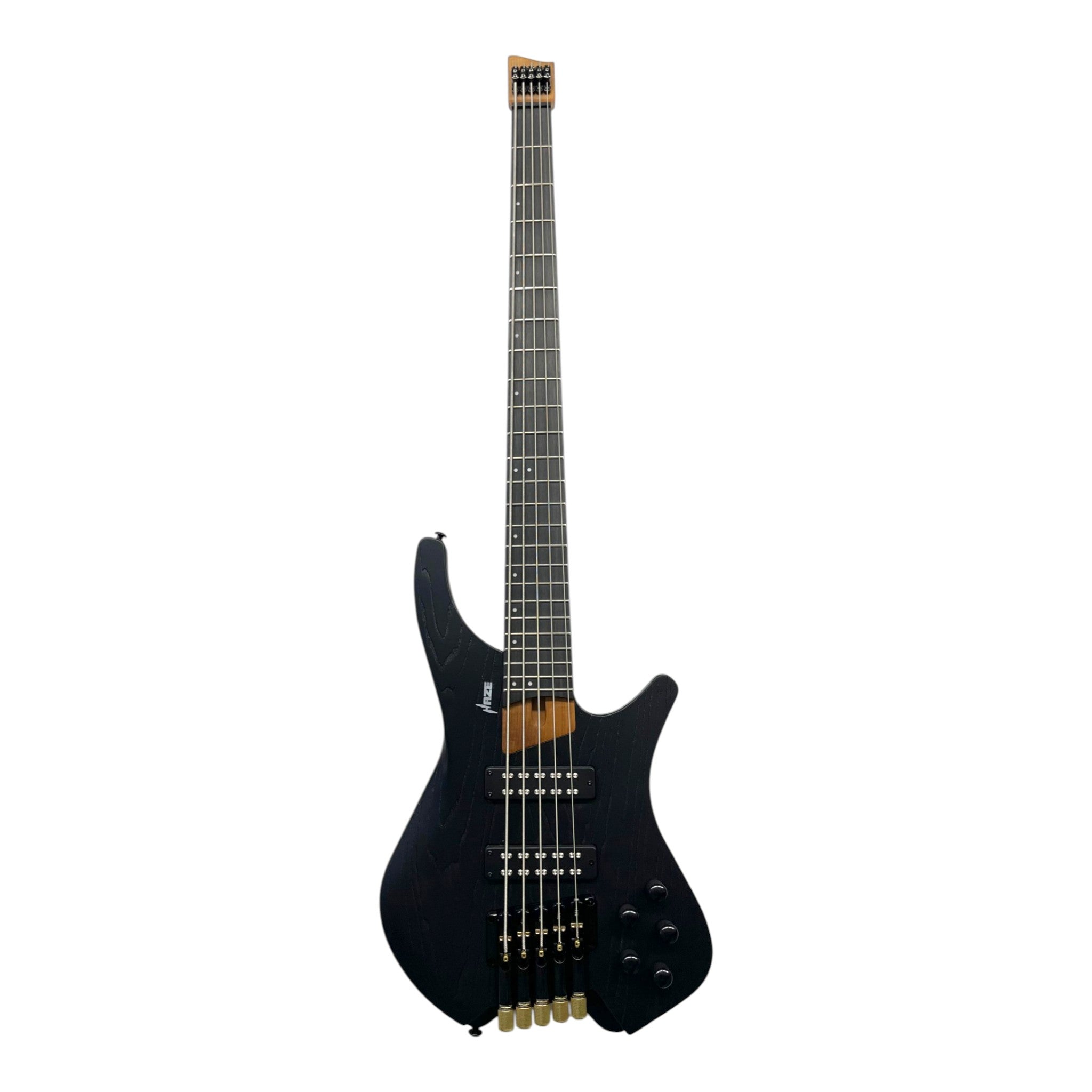 (PREORDER: ETA MID-MARCH 2026) Haze HB5 “Ashbound” Headless 5-String Electric Bass – Active BJ-80 Pickups – Woodgrain Black – HB5BK