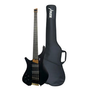 Haze HB5 “Ashbound” Left-Handed Headless 5-String Electric Bass – Active BJ-80 Pickups – Woodgrain Black – HB5BKLH