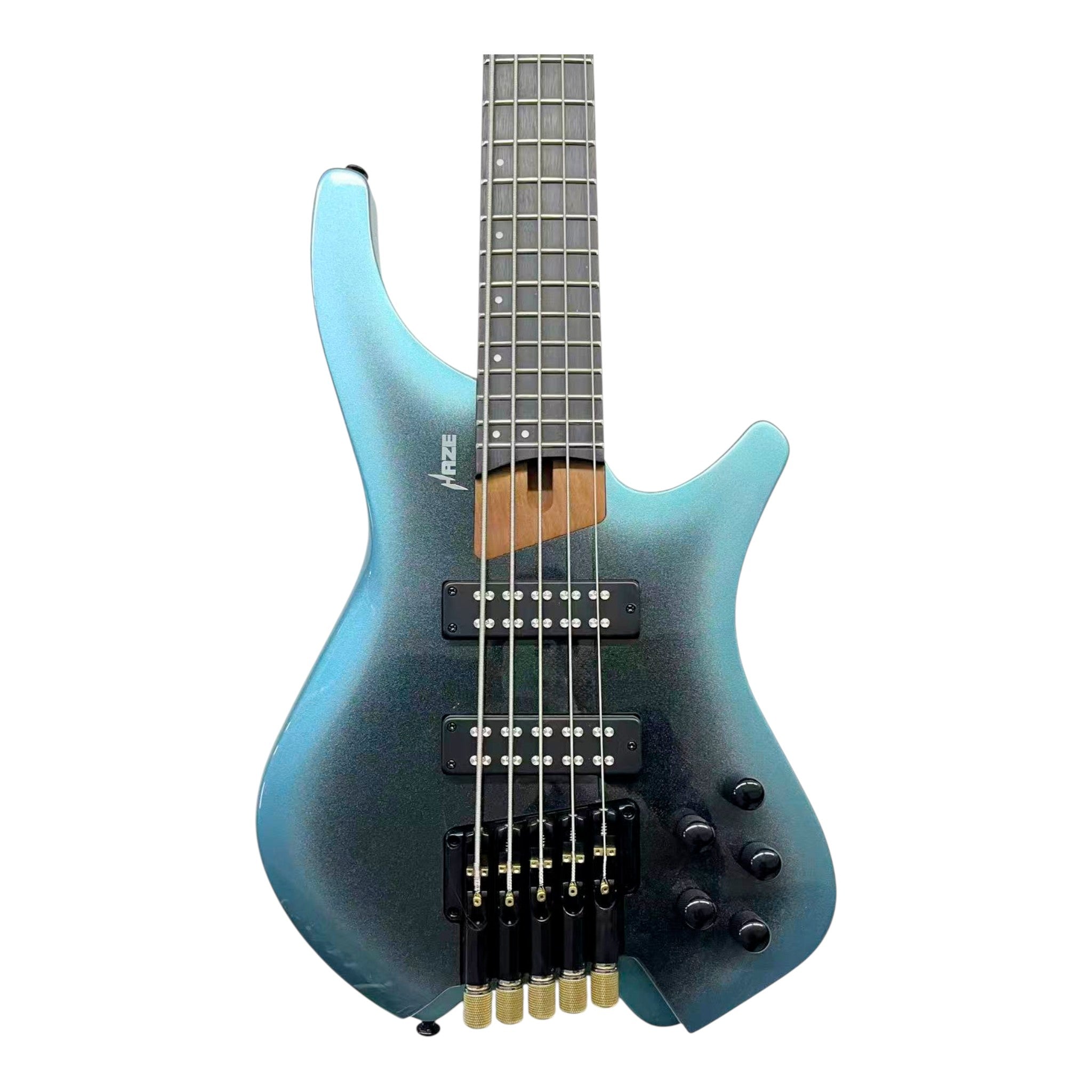(PREORDER: ETA MID-MARCH 2026) Haze HB5 “Nightwave” Headless 5-String Electric Bass – Active BJ-80 Pickups – Metallic Blueburst – HB5BL