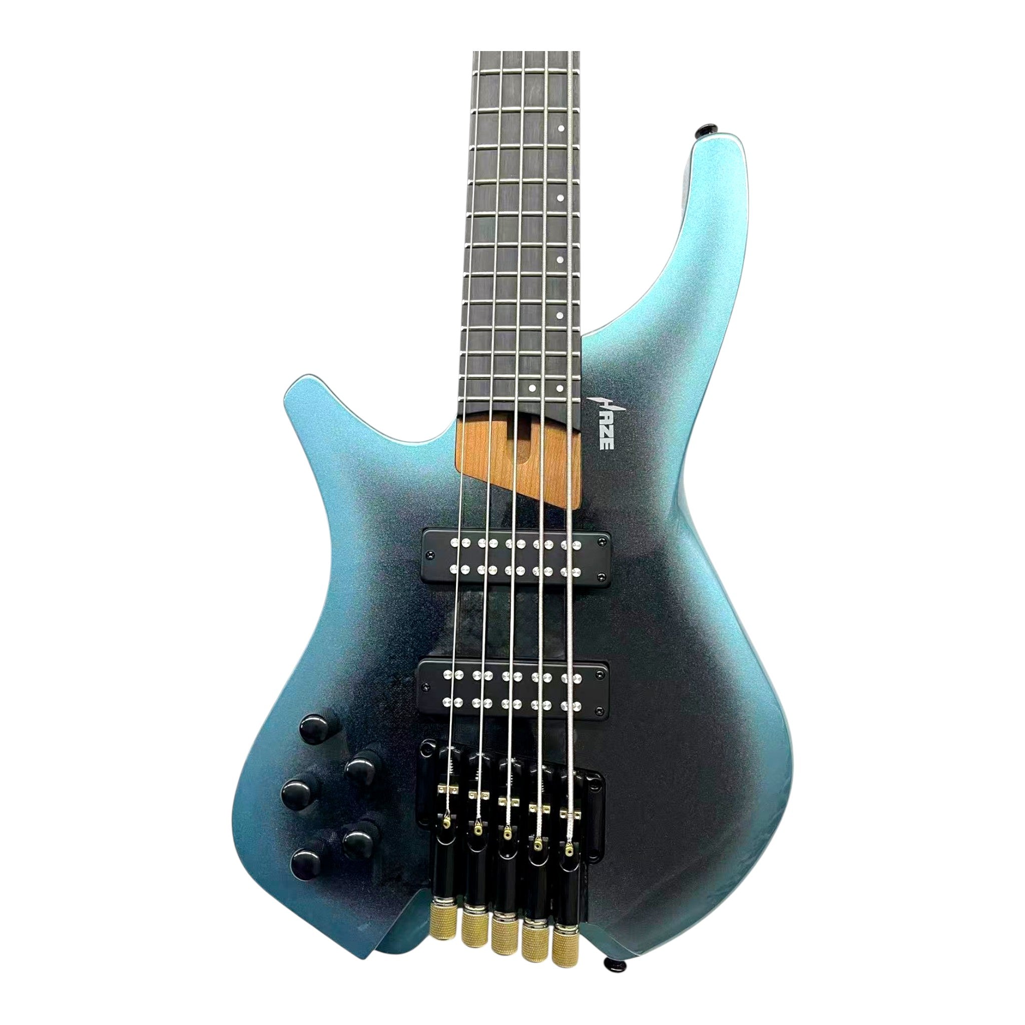 (PREORDER: ETA MID-MARCH 2026) Haze HB5 “Nightwave” Left-Handed Headless 5-String Electric Bass – Active BJ-80 Pickups – Metallic Blueburst – HB5BLLH