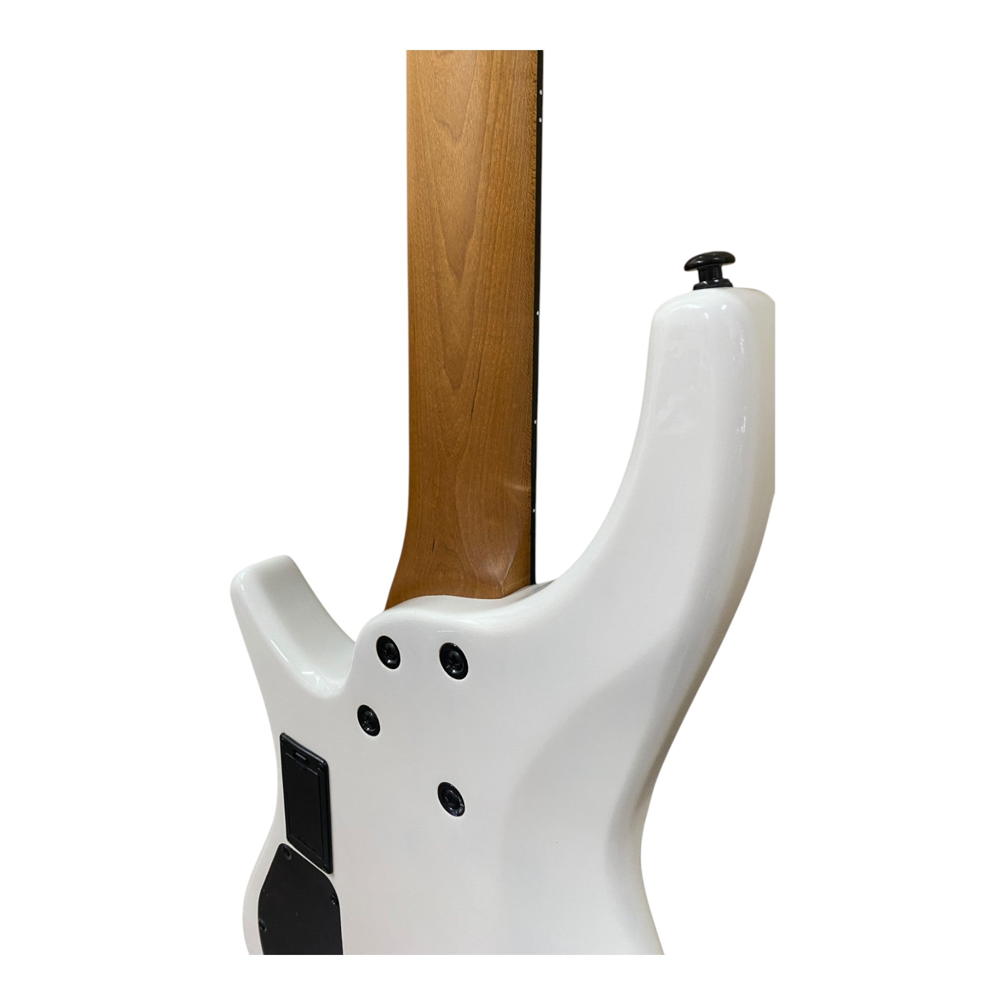 Haze HB5FFMS Voyager Series Headless Fanned Fret 5-String Electric Bass – Roasted Maple Neck, White Sunburst Finish, & Active BJ-80 Pickups