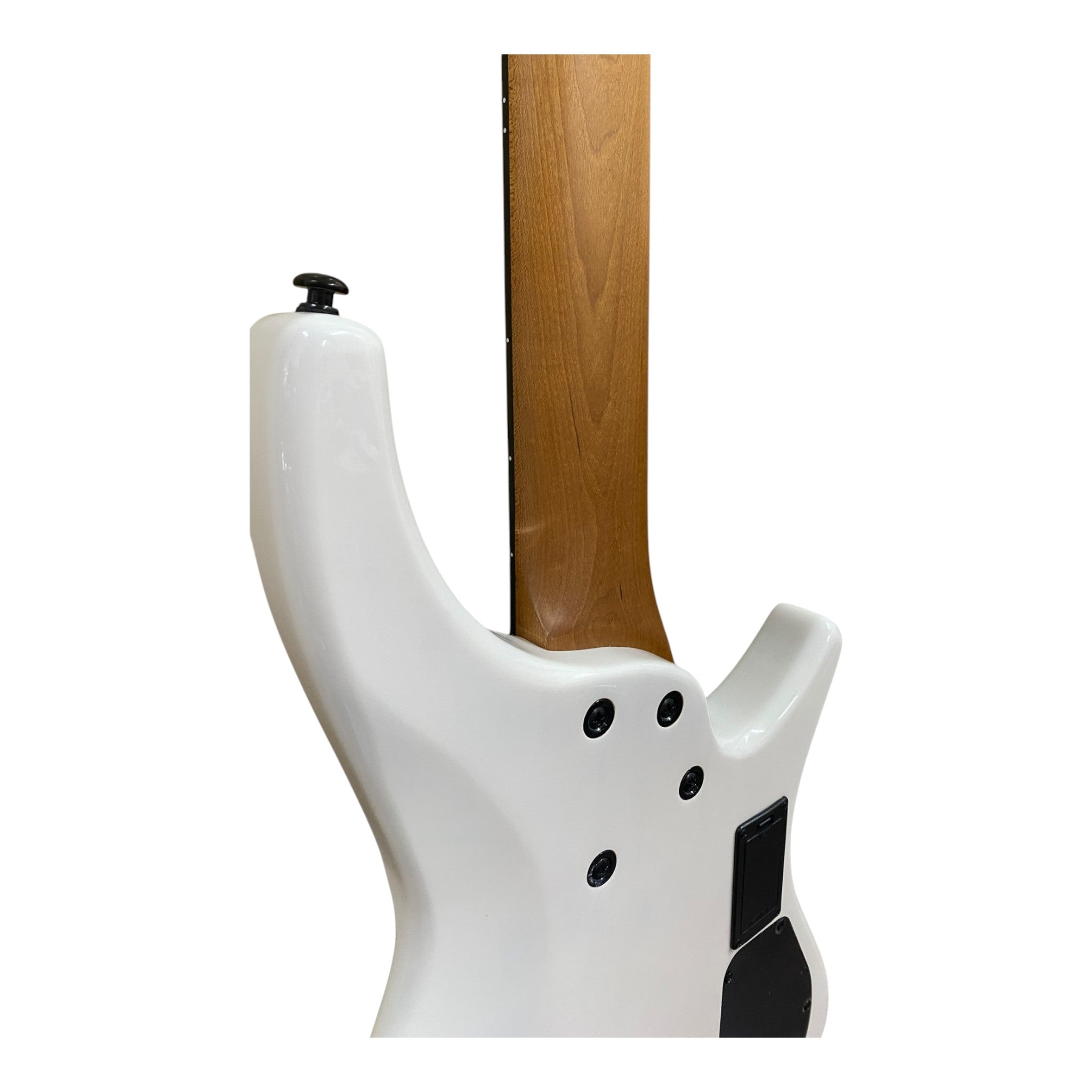 Pre-Order – ETA Late October 2026 | Haze HB5FFMSLH Voyager Series Left-Handed Headless Fanned-Fret 5-String Electric Bass – Roasted Maple Neck, White Sunburst, Active BJ-80 Pickups