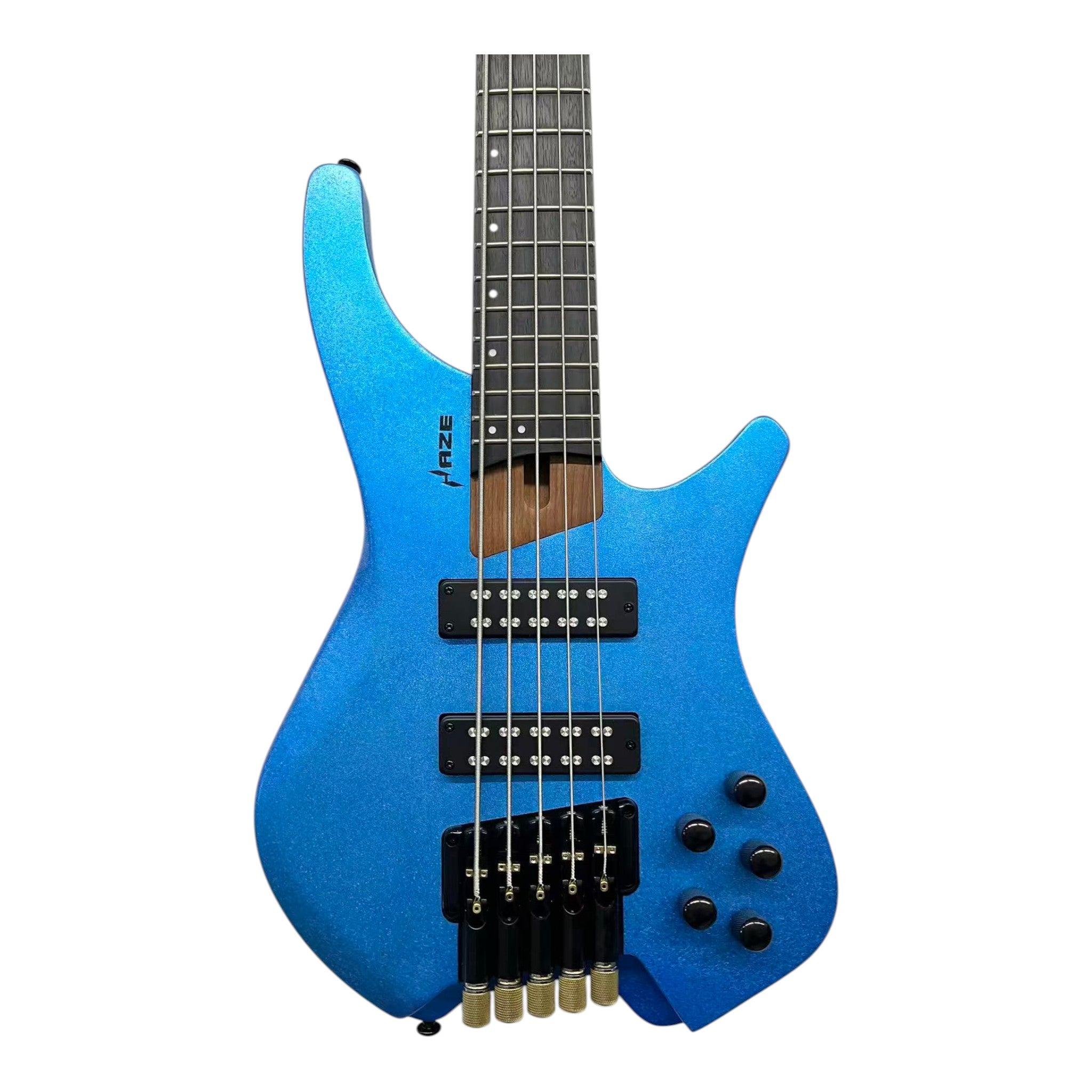(PREORDER: ETA MID-MARCH 2026) Haze HB5 “Sapphire” Headless 5-String Electric Bass – Active BJ-80 Pickups – Snowflake Blue – HB5SB