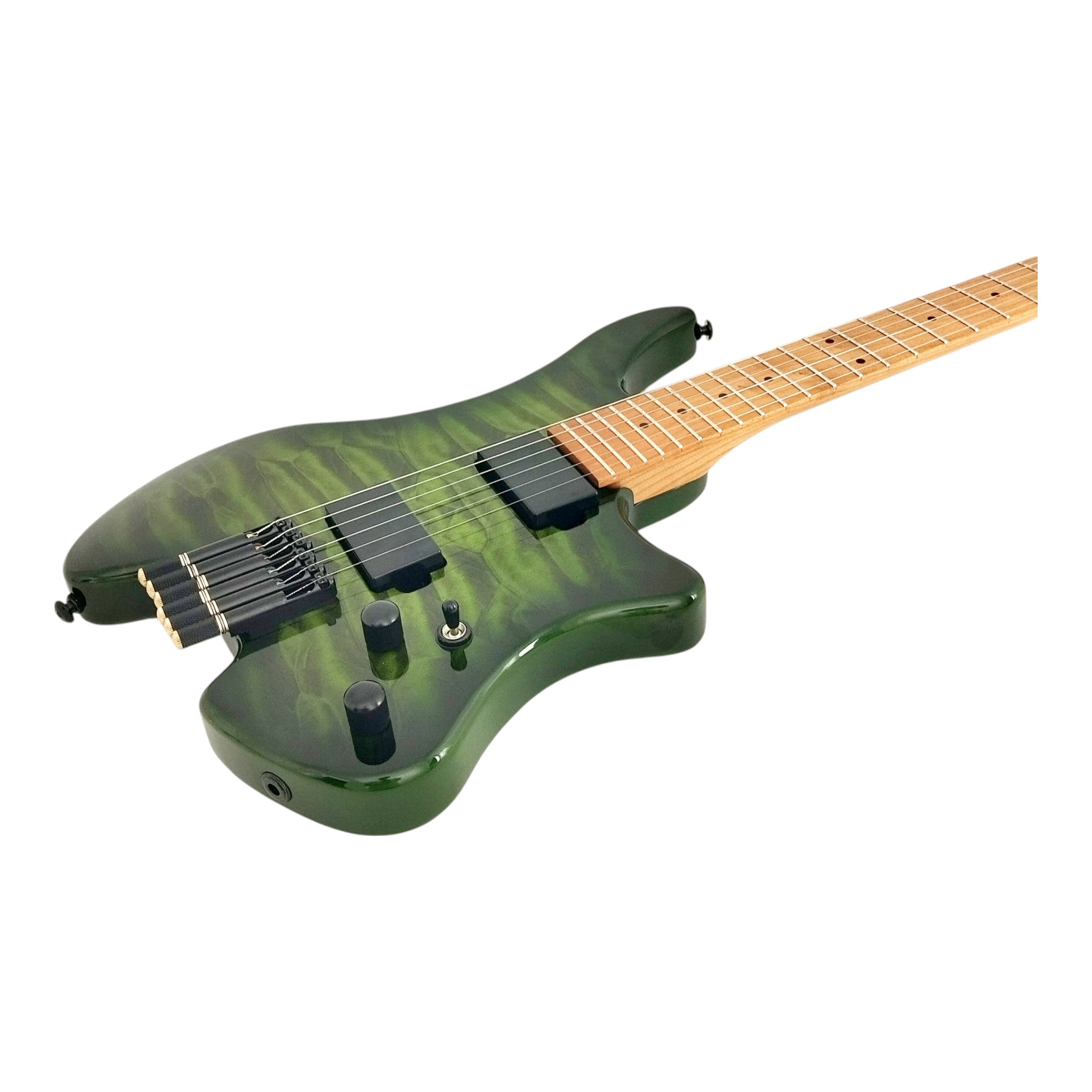 Haze HL1A Deep Green Headless Electric Guitar with Dual Humbuckers