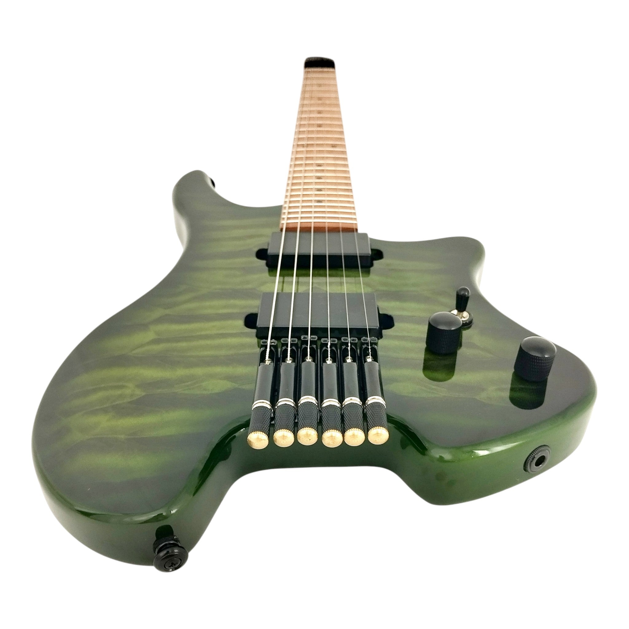 Haze HL1A Deep Green Headless Electric Guitar with Dual Humbuckers