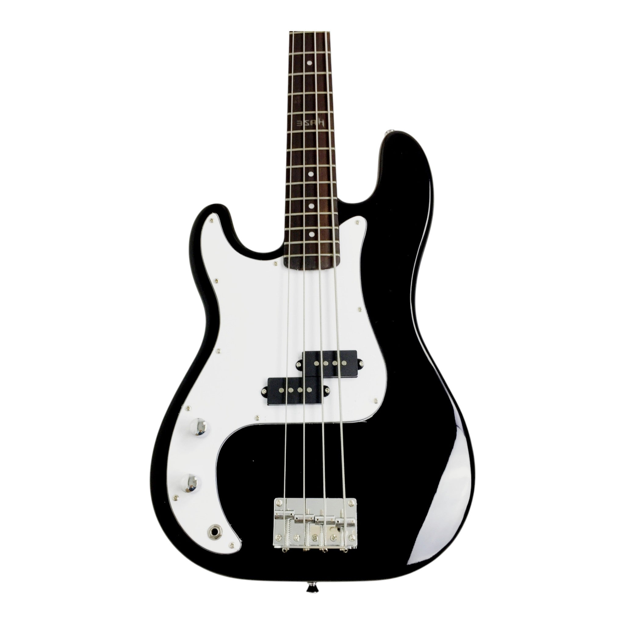 Left-Handed Haze HSPB1901BKBHL 4-String Electric Bass Guitar + Free Bag, Tuner, 3 Picks