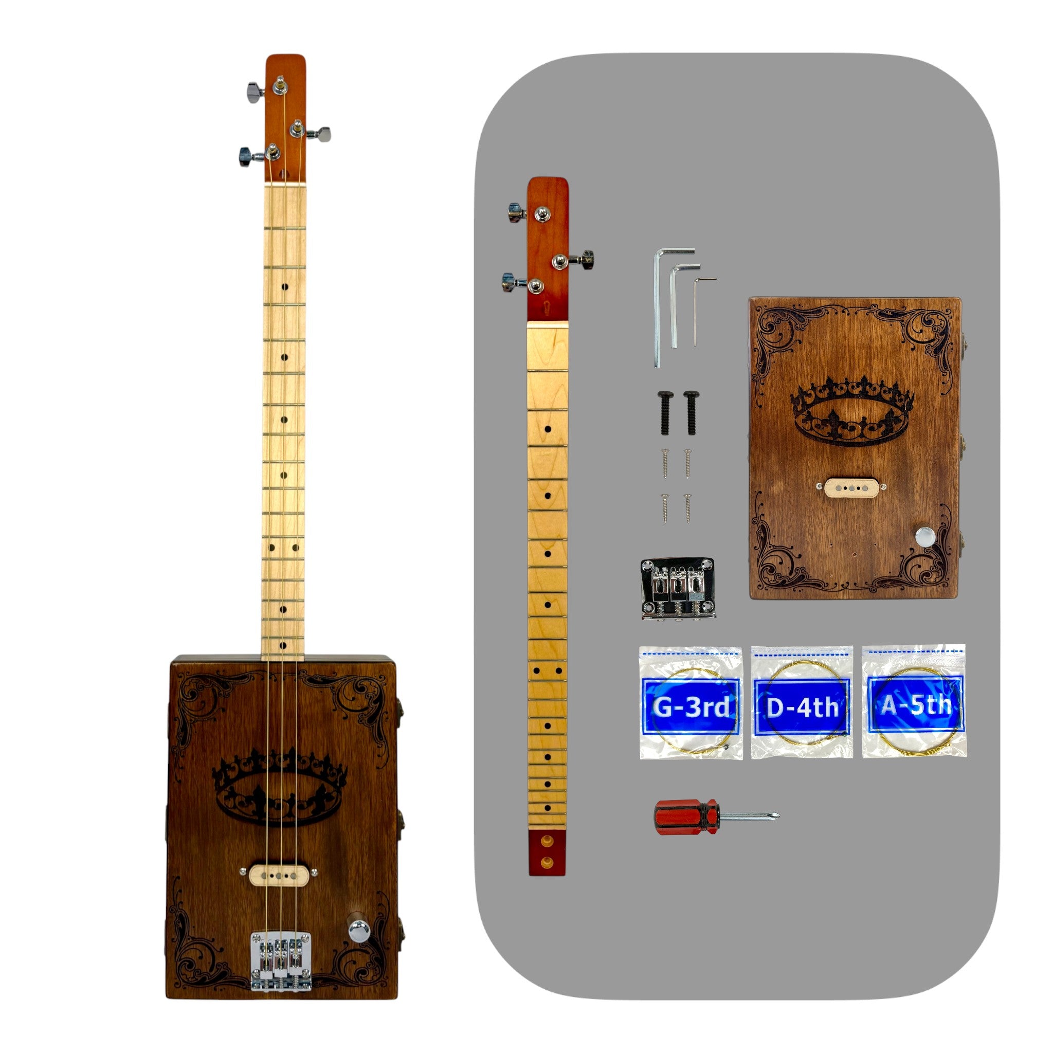 Haze "Royal" Mahogany Cigar Box Guitar DIY Kit with Slide - HX58