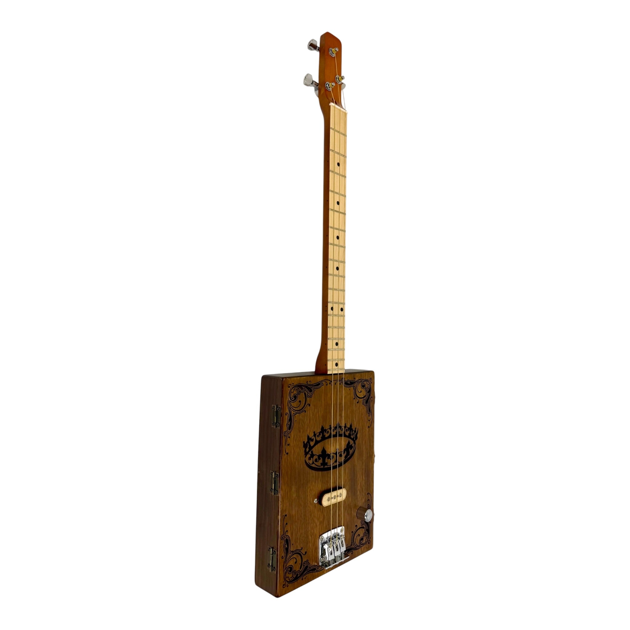 Haze "Royal" Mahogany Body 3-String Electric Cigar Box Guitar Complete DIY Kit - Passive Single Coil Pickup - HX58