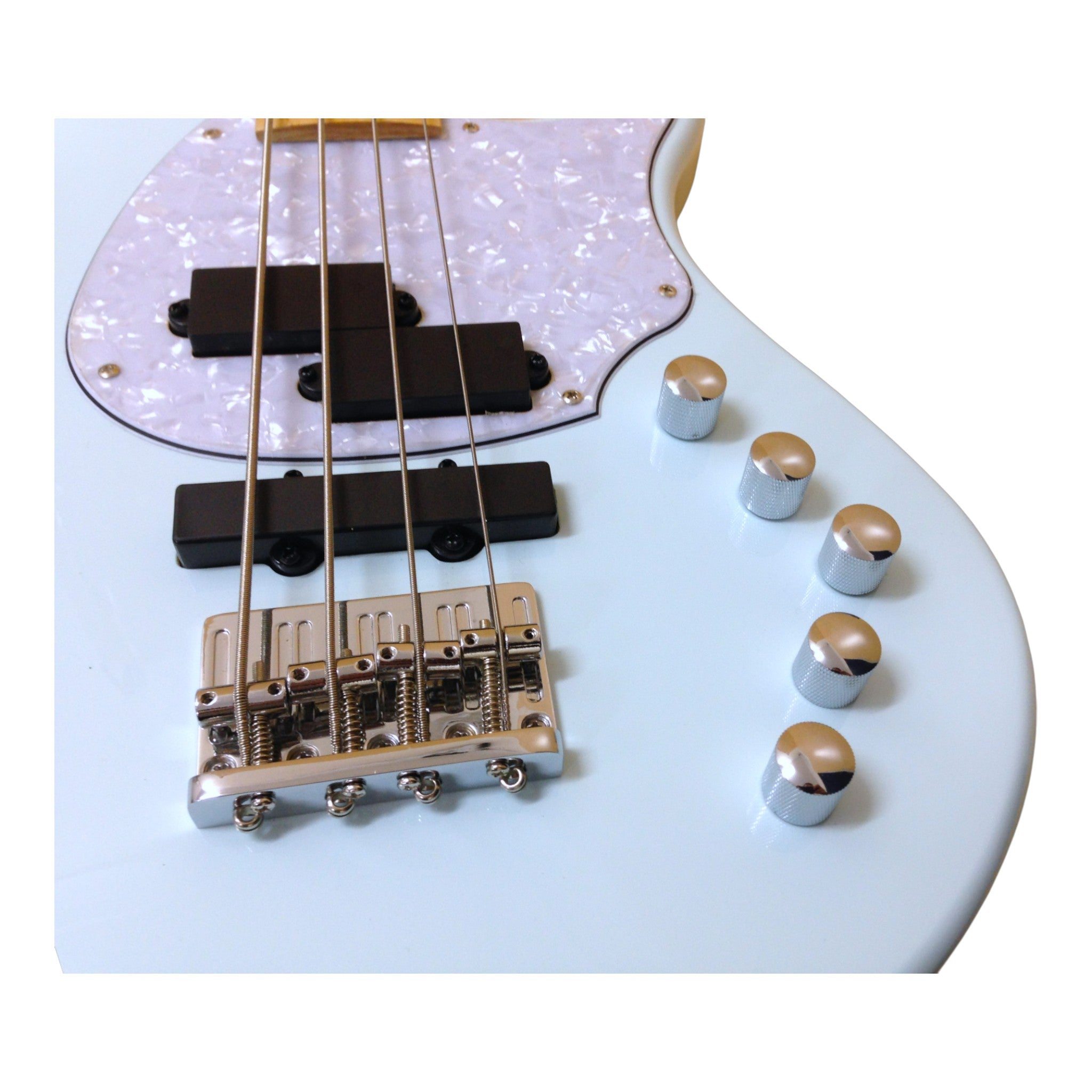 Haze Single-Coil Solid White Poplar Hybrid Electric Bass Guitar - Blue HYBRID4PJ