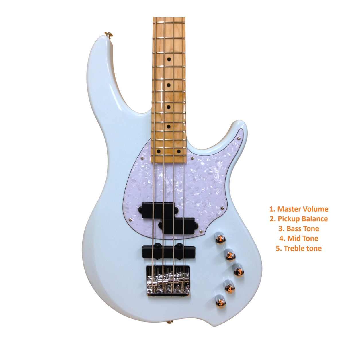 Haze Single-Coil Solid White Poplar Hybrid Electric Bass Guitar - Blue HYBRID4PJ