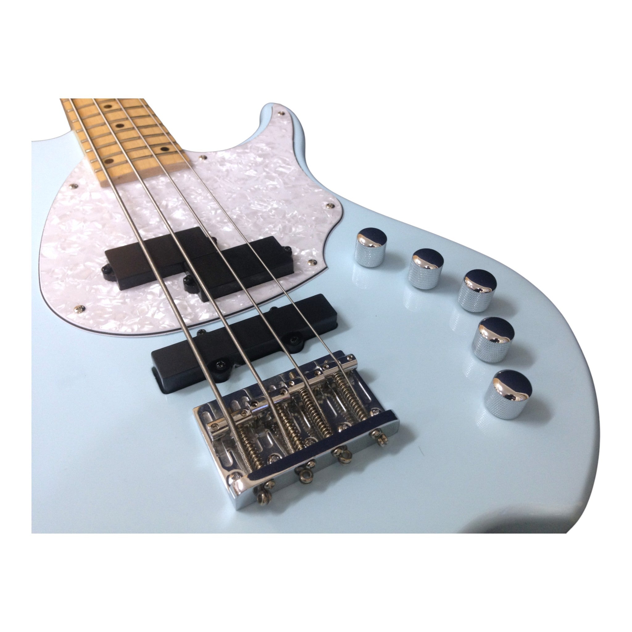 Haze Single-Coil Solid White Poplar Hybrid Electric Bass Guitar - Blue HYBRID4PJ