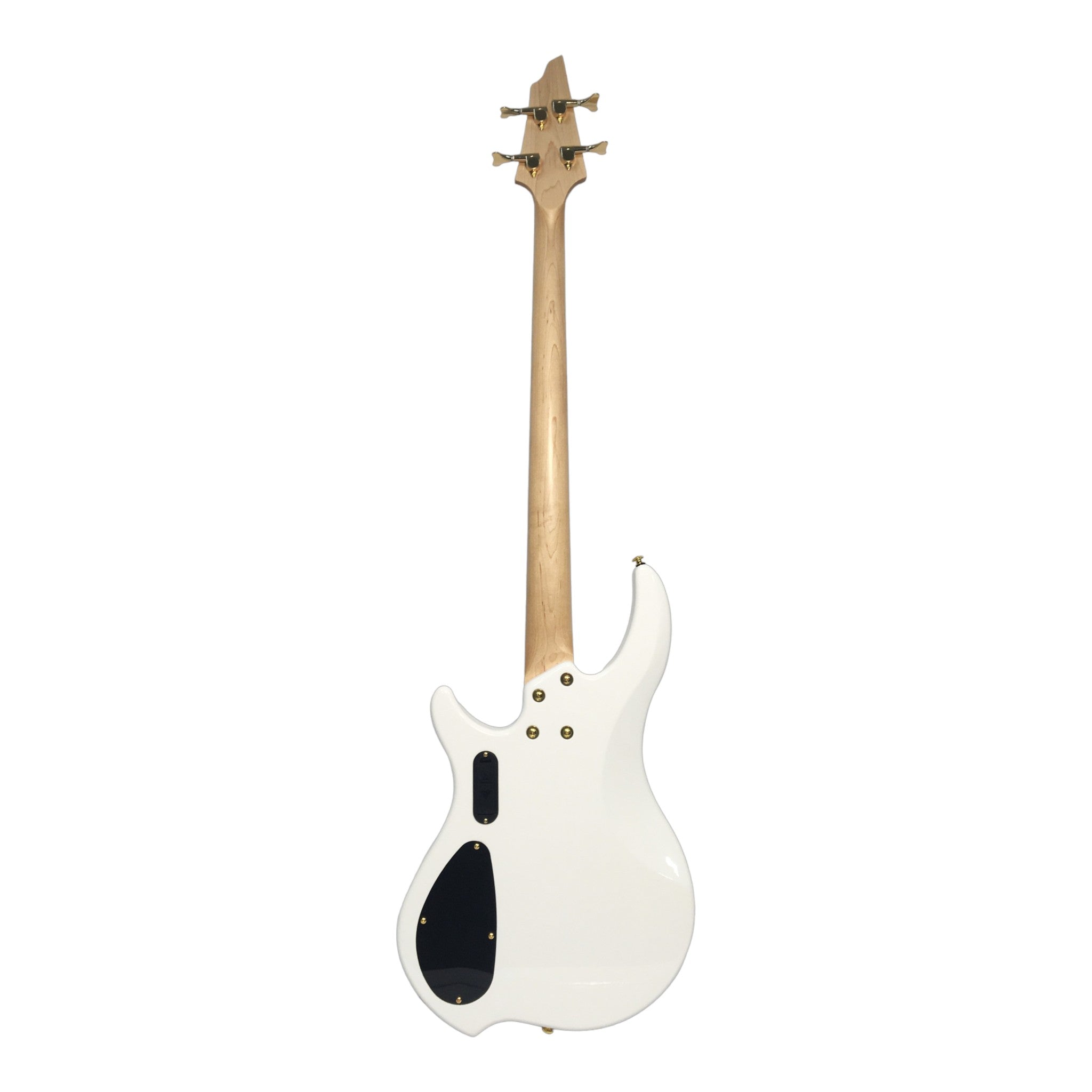 Haze Active Single-Coil Solid Mahogany Hybrid Electric Bass Guitar - White HYBRID4PWH