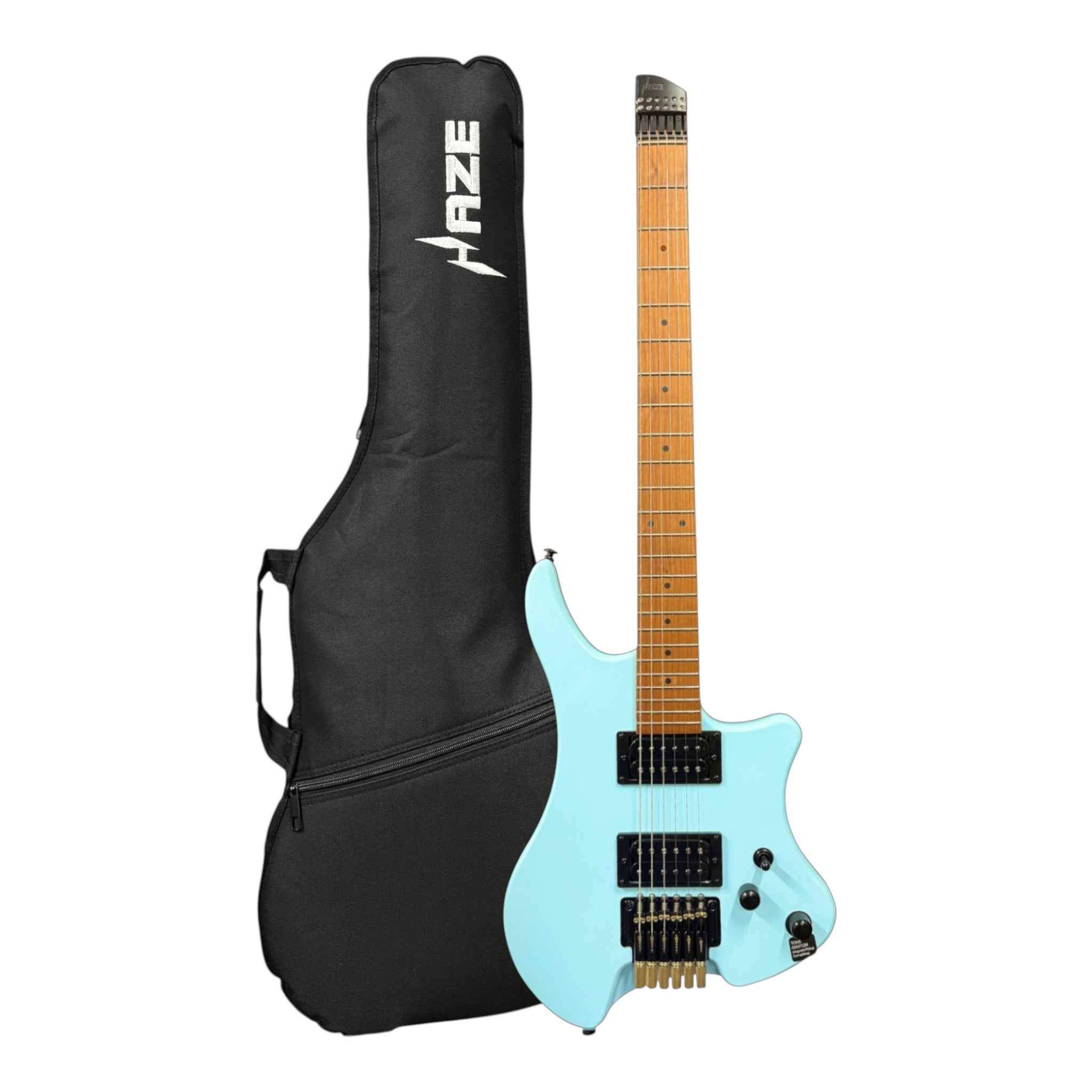 Haze HL1A Light Blue Headless Electric Guitar with Split Coil