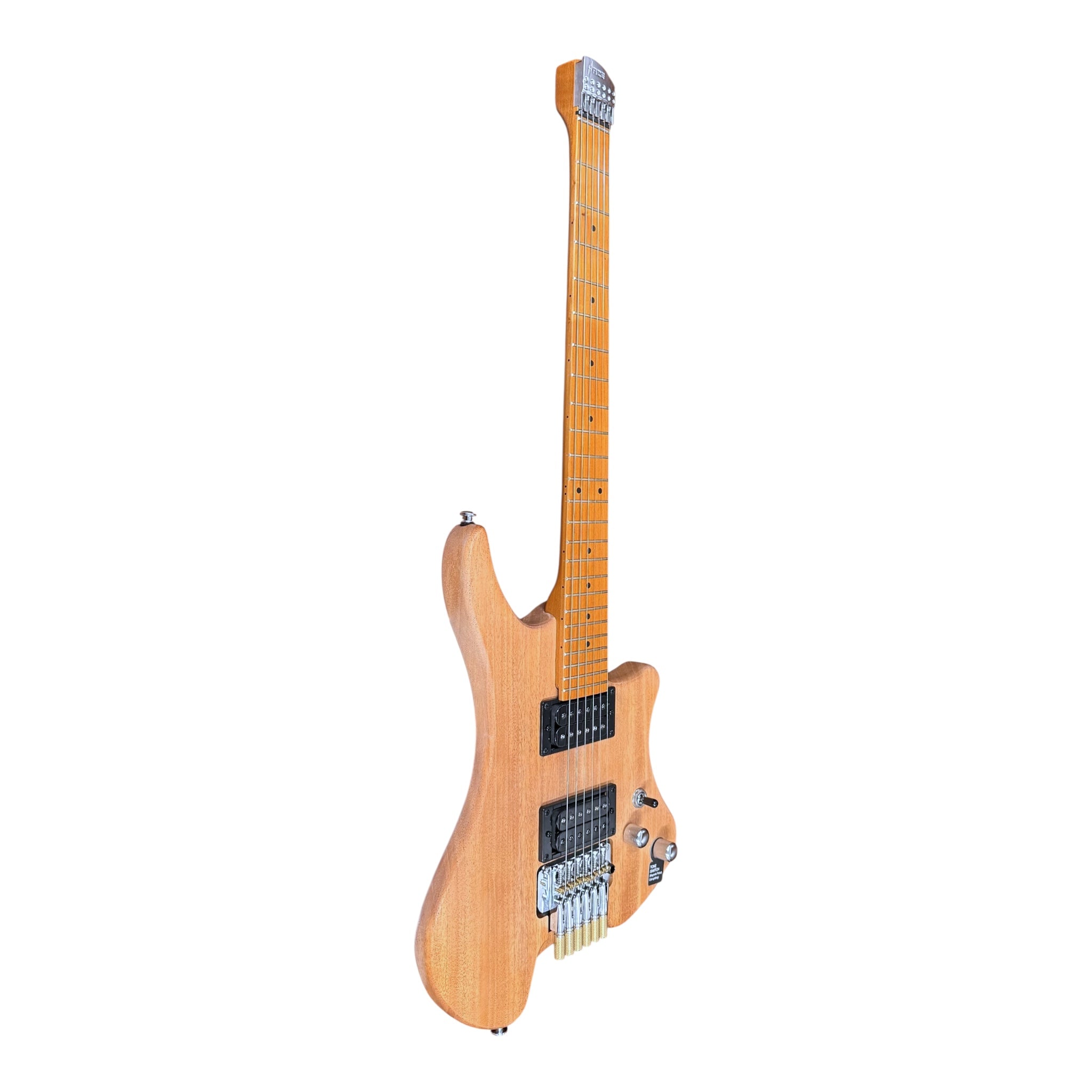 Haze HL1A Raw Woodgrain Headless Electric Guitar with Split Coil & Whammy