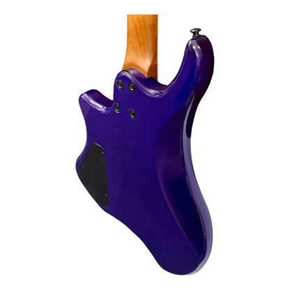 Haze HZHL1APU Headless HH Solid Mahogany HHL Electric Guitar - Tiger Purple