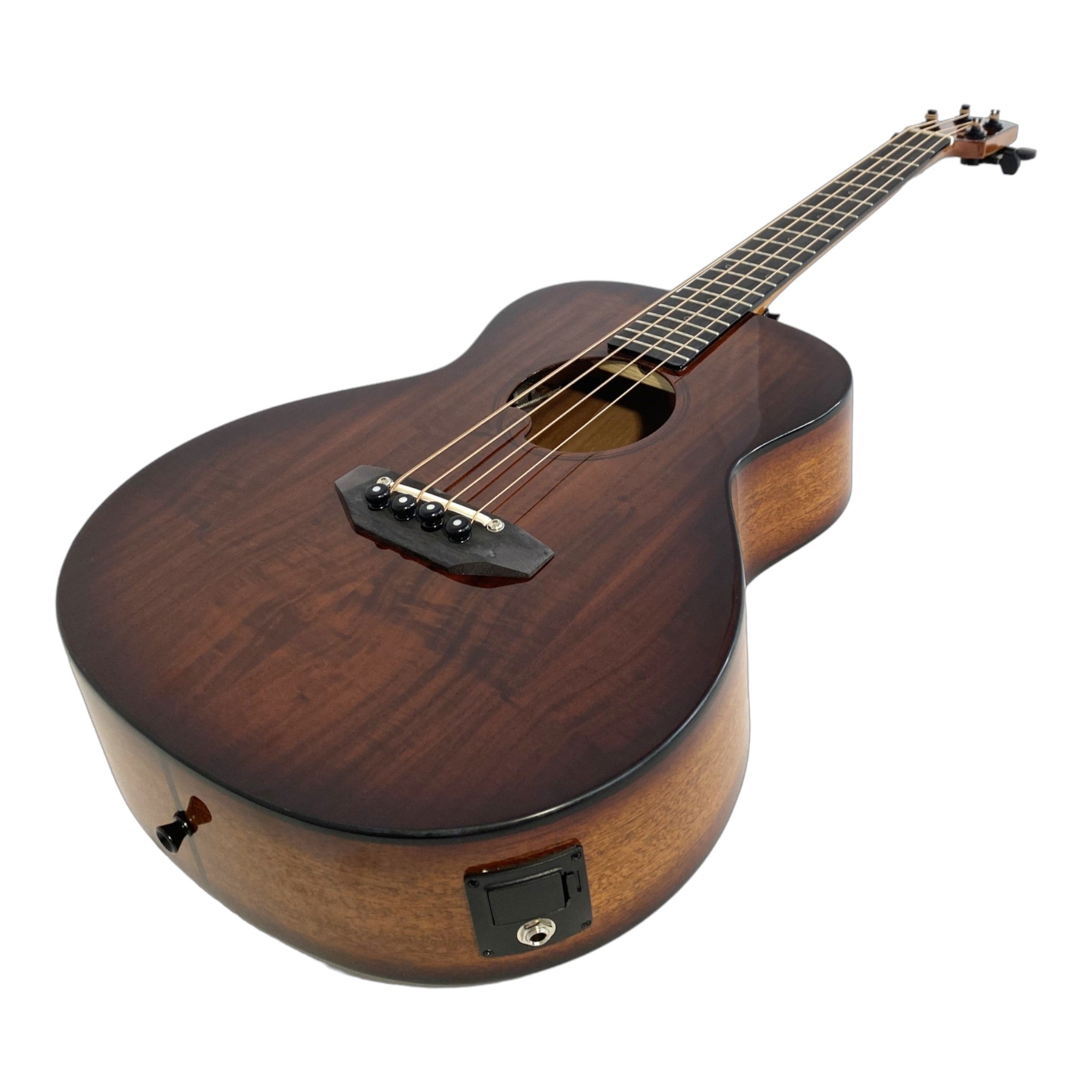 Haze 37" Solid Koa Top Height Adjustable Saddle Acoustic Bass Guitar - Natural HZMINISEBKOA