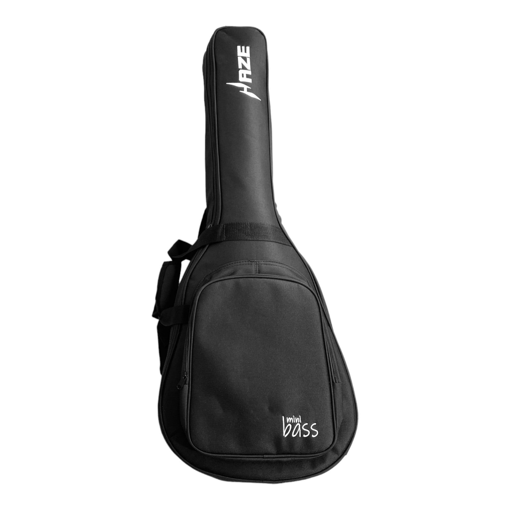 Haze 37" Solid Sitka Top Height Adjustable Saddle Acoustic Bass Guitar - Black HZMINISEBSPBK