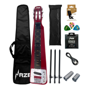 Haze LT30MRD Metallic Wine Red Lap Steel Electric Guitar + 10W Amp. (Optional)