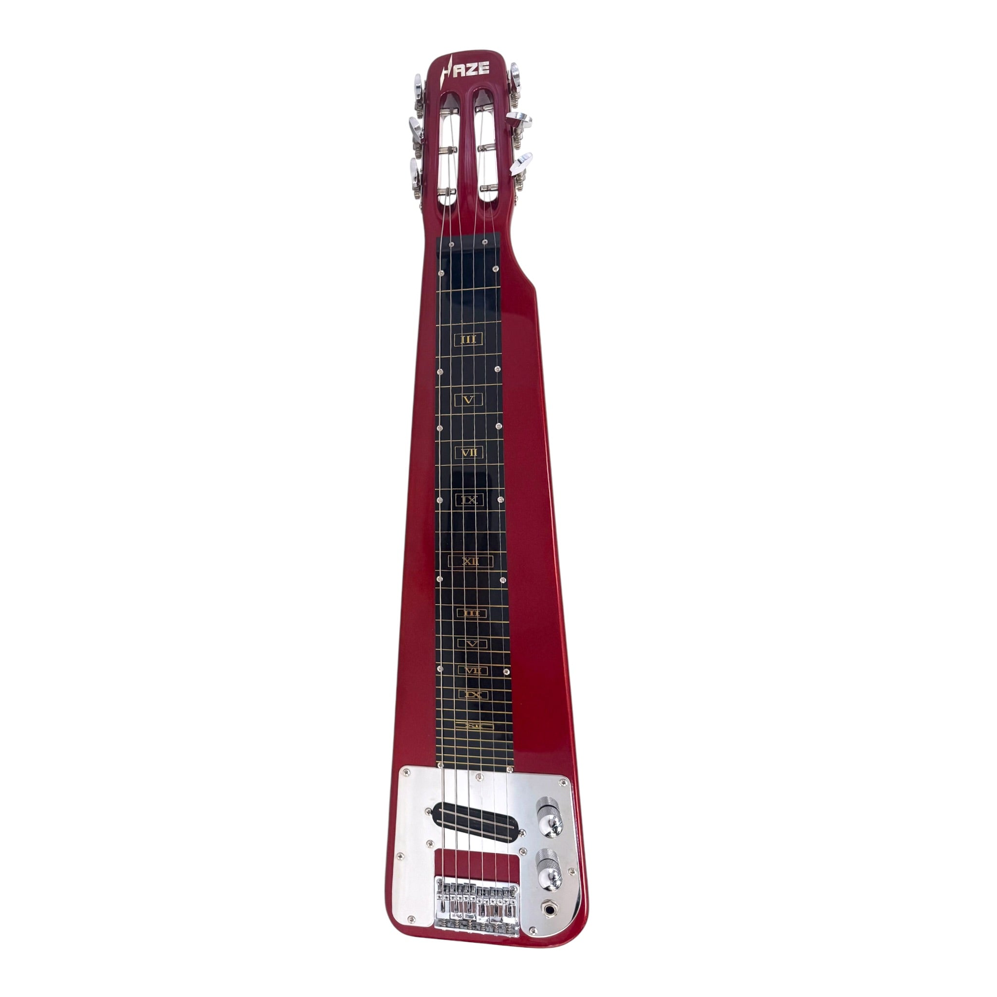 Haze LT30MRD Metallic Wine Red Lap Steel Electric Guitar + 10W Amp. (Optional)