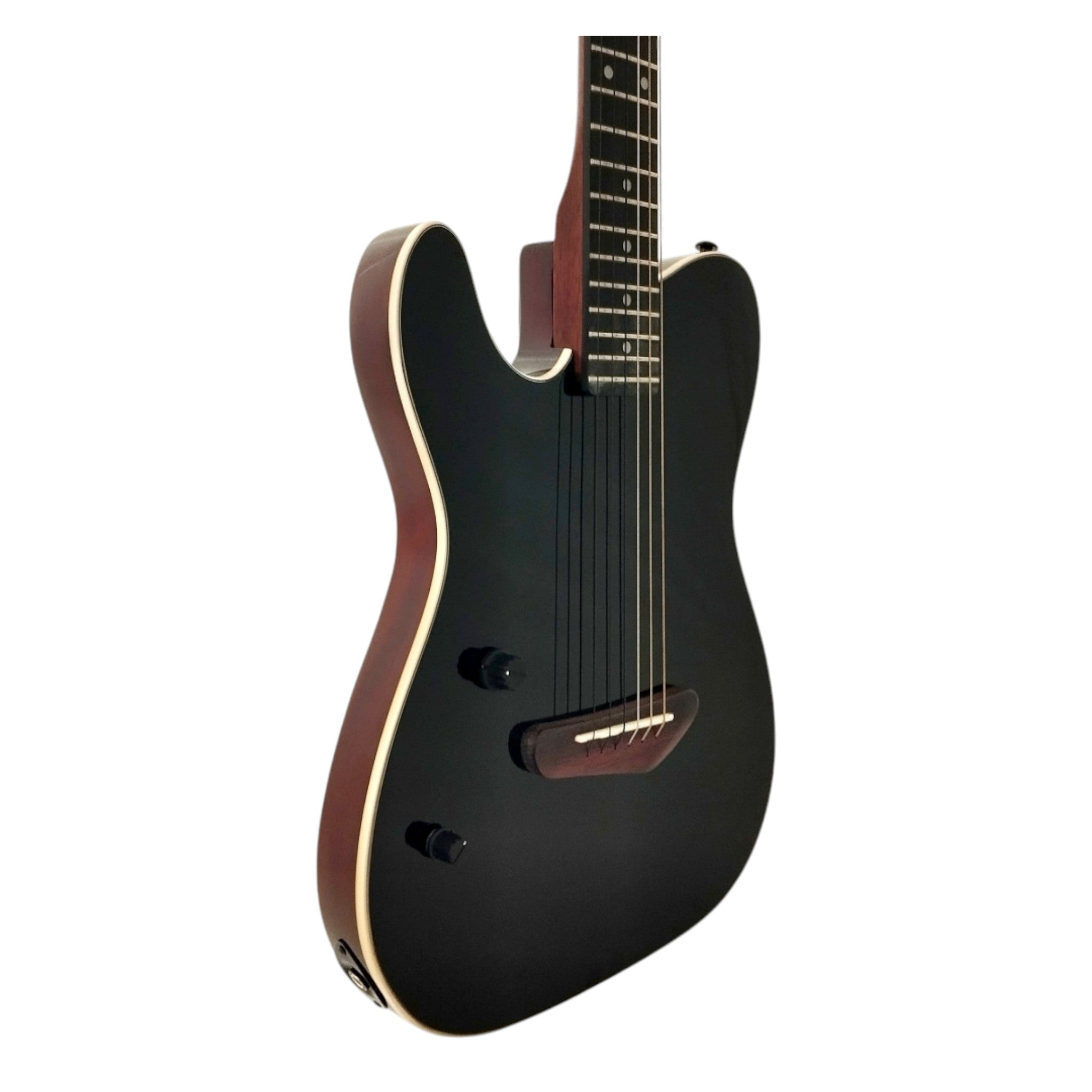 Haze MRE600 Black Left-Handed Silent Electric Guitar with Piezo Pickups