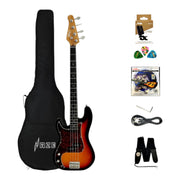 Haze Left Handed Basswood Sunburst Electric Bass Guitar - PB172BSLH  with Accessories and Haze CUBEBABY Portable Multifunctional Bass (Optional)
