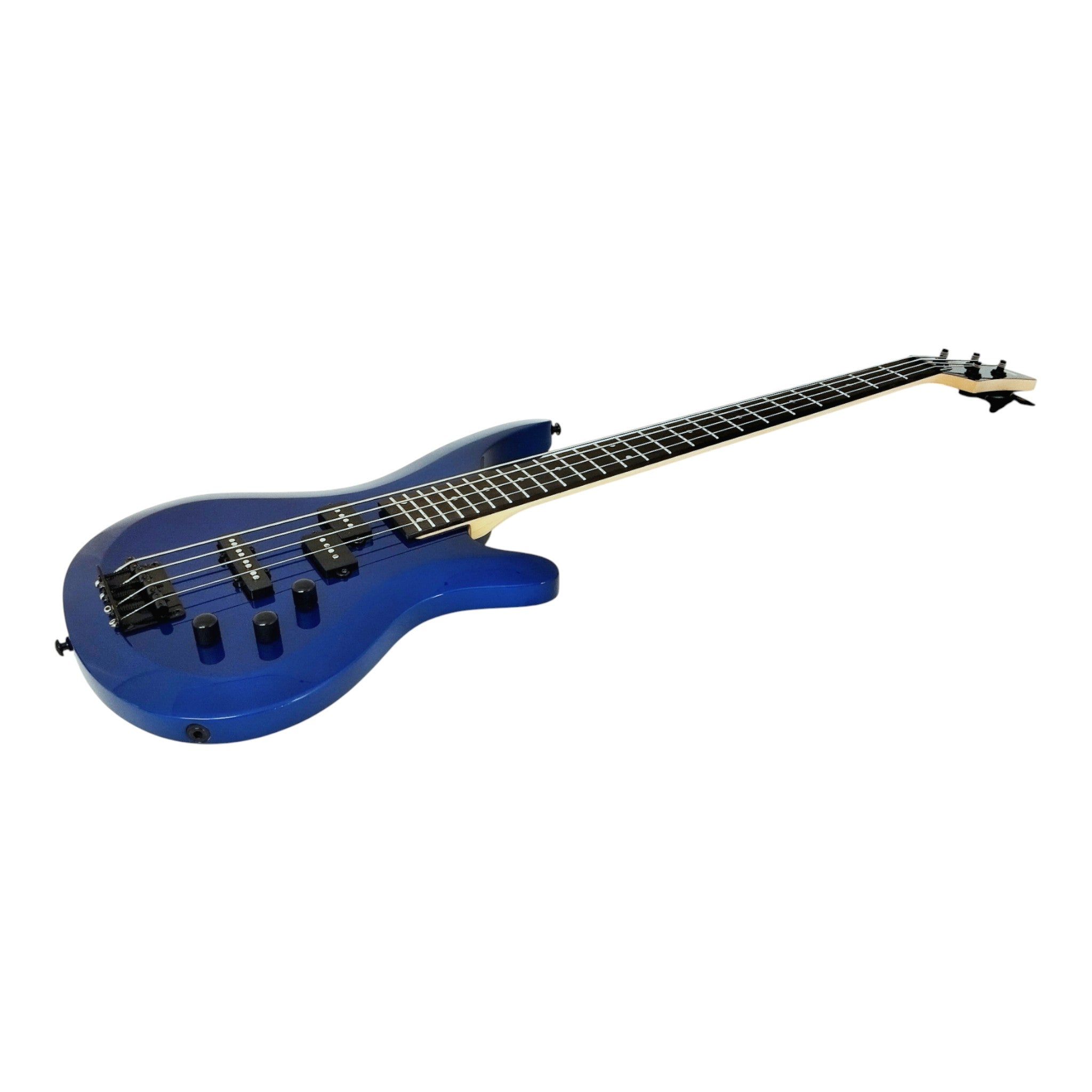 Haze SBG385JB Electric Bass Guitar, 4-String, Navy Metallic Blue with Accessories and Haze CUBEBABY Multi Effects Pedals(Optional)