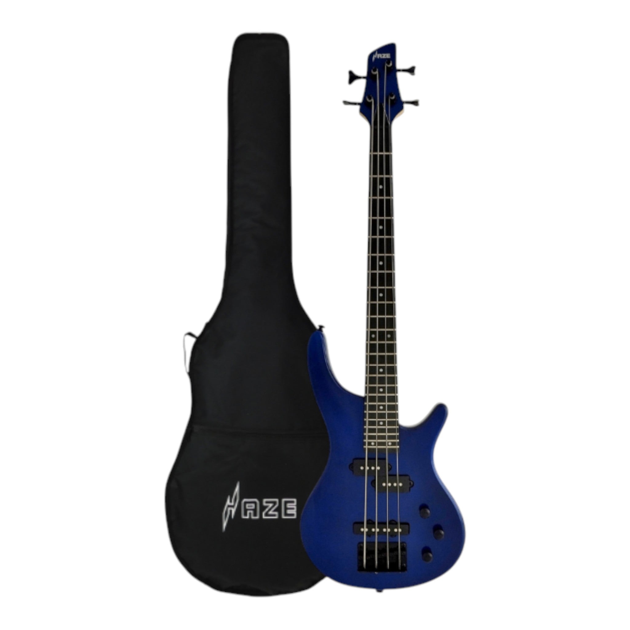 1/2 Size HAZE Electric Bass Guitar, Navy Metallic Blue 24 Frets, SBG385JB34