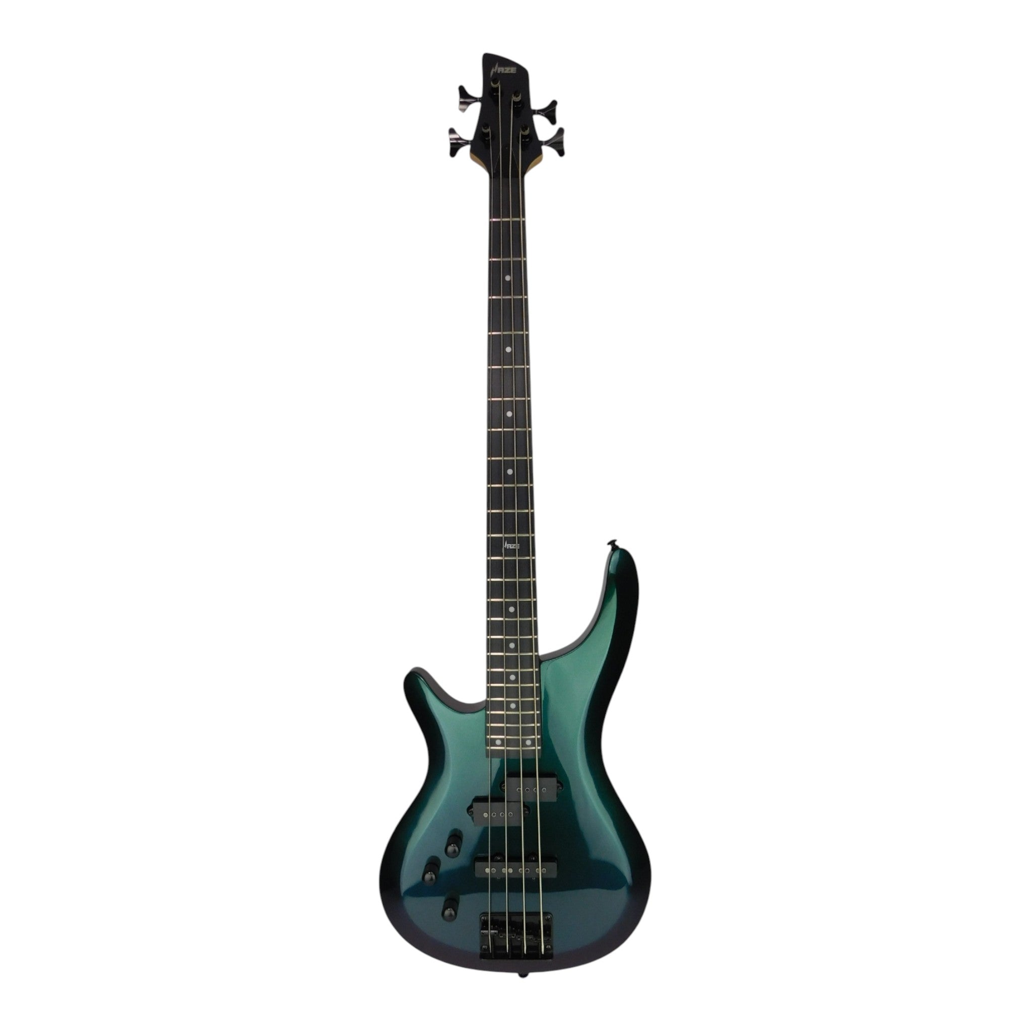 Haze Left-Handed Split/Single Coil Solid Basswood J-Style Electric Bass Guitar - Chameleon SBG385VLH