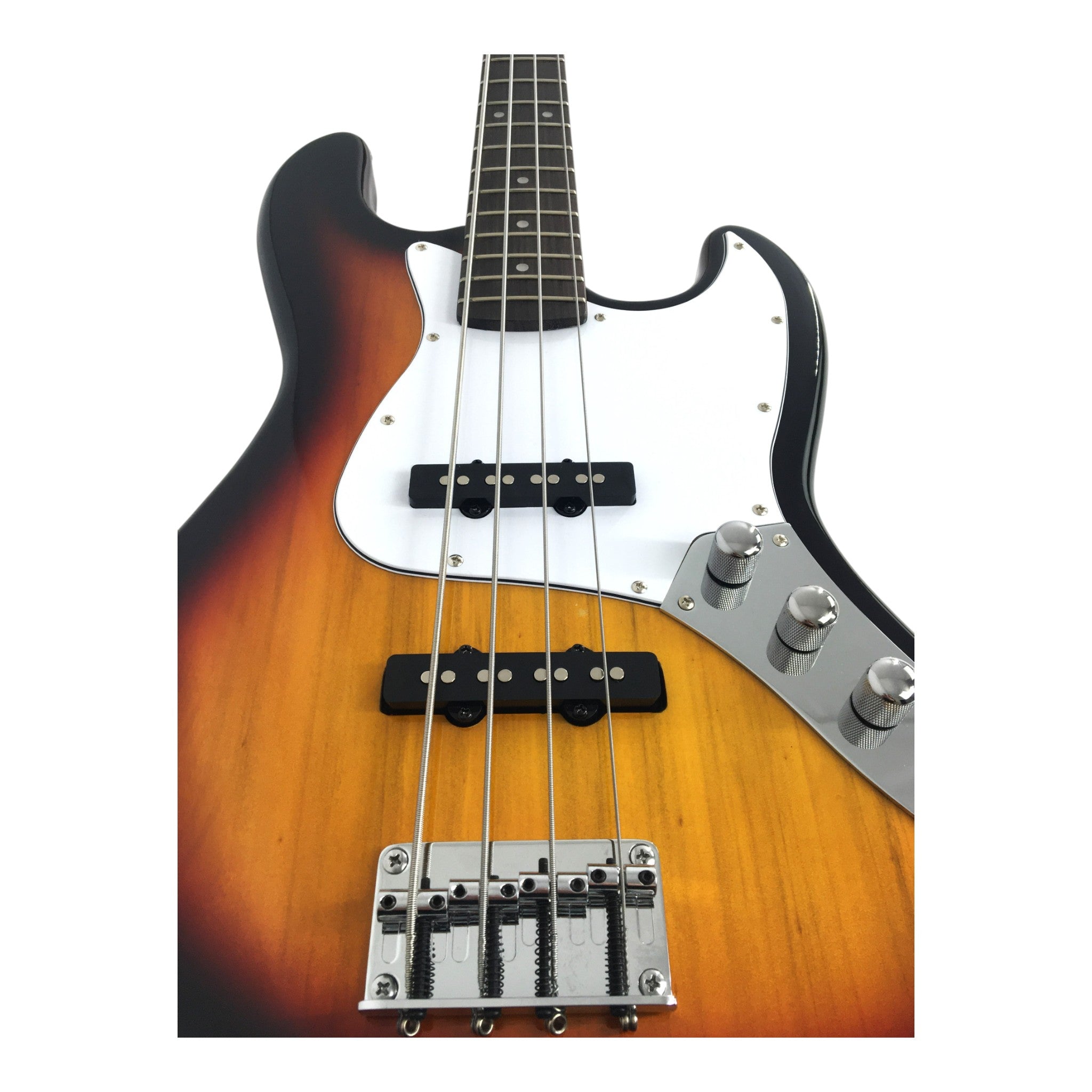 Haze Single-Coil Solid Basswood J-Style Electric Bass Guitar - Sunburst SBG387BS