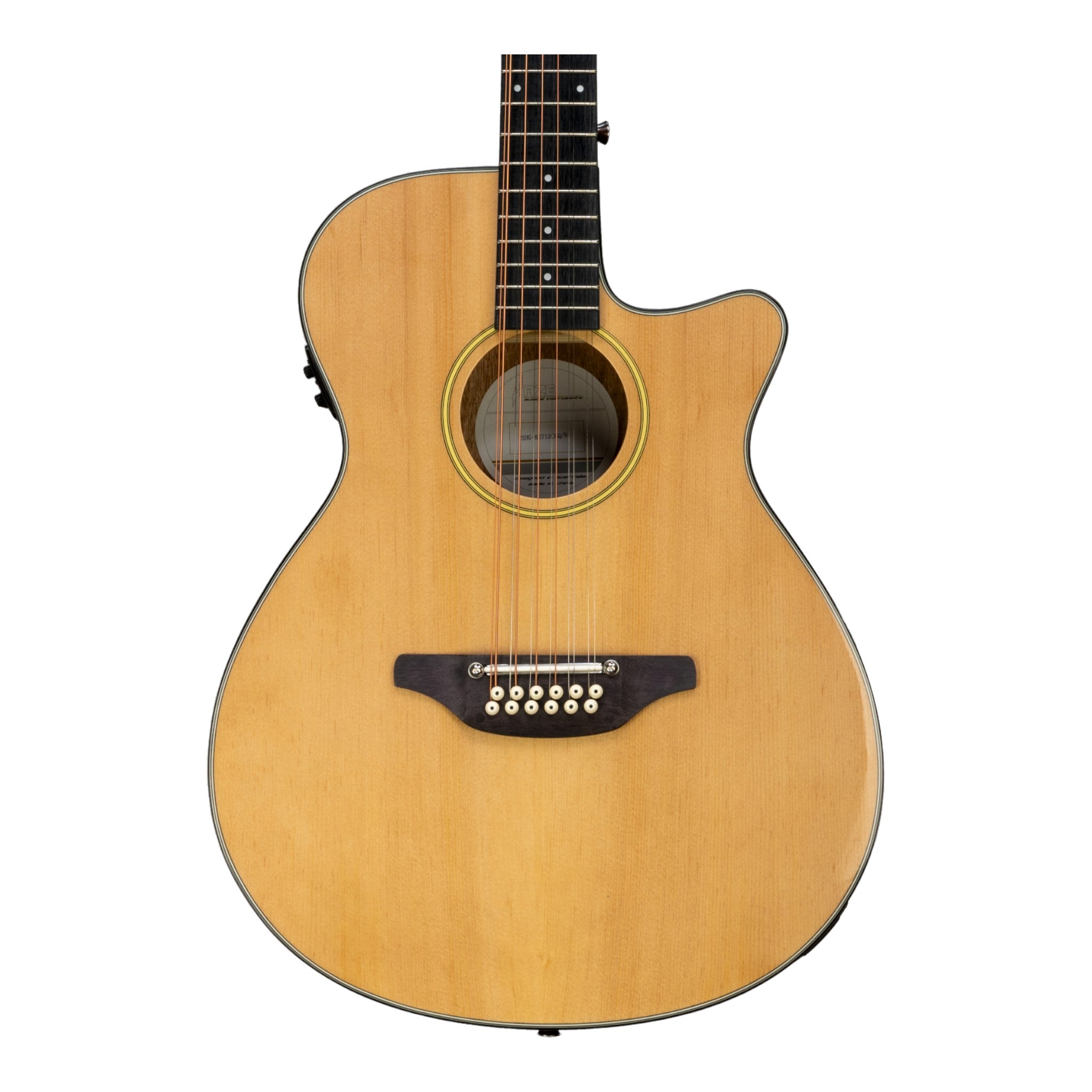 Haze SDG82712CEQN 12-String Acoustic-Electric Guitar with Height Adjustable Saddle - Natural