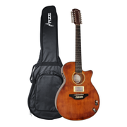 Haze SDG82812CHEQN Hybrid Acoustic – Electric 12 string Guitars Humbucker Saddle Height Adjustable - Brown