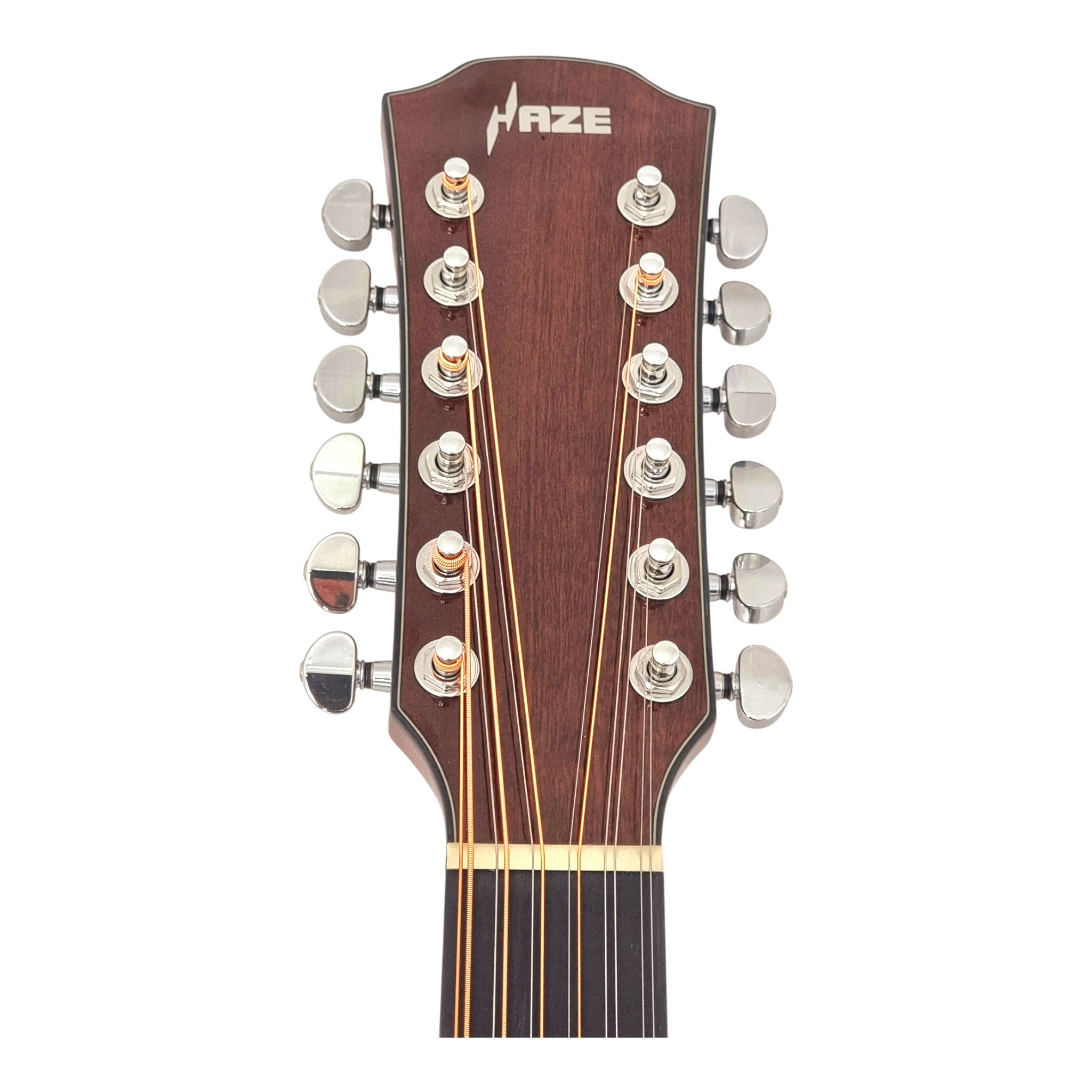 Haze SDG82812CHEQN Hybrid Acoustic – Electric 12 string Guitars Humbucker Saddle Height Adjustable - Brown