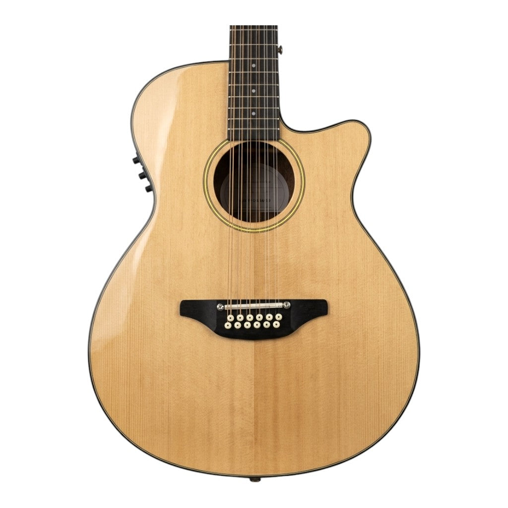 Haze SDG82712CEQSNVBT 12-String Solid Spruce Acoustic-Electric Guitar with Height Adjustable Saddle - Natural