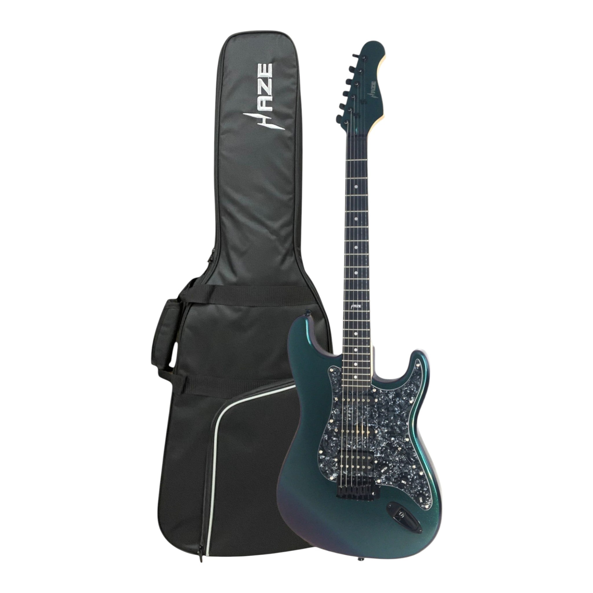 Haze SEG211 Chameleon Green/Purple HST Electric Guitar + 10W Amp. (Optional)