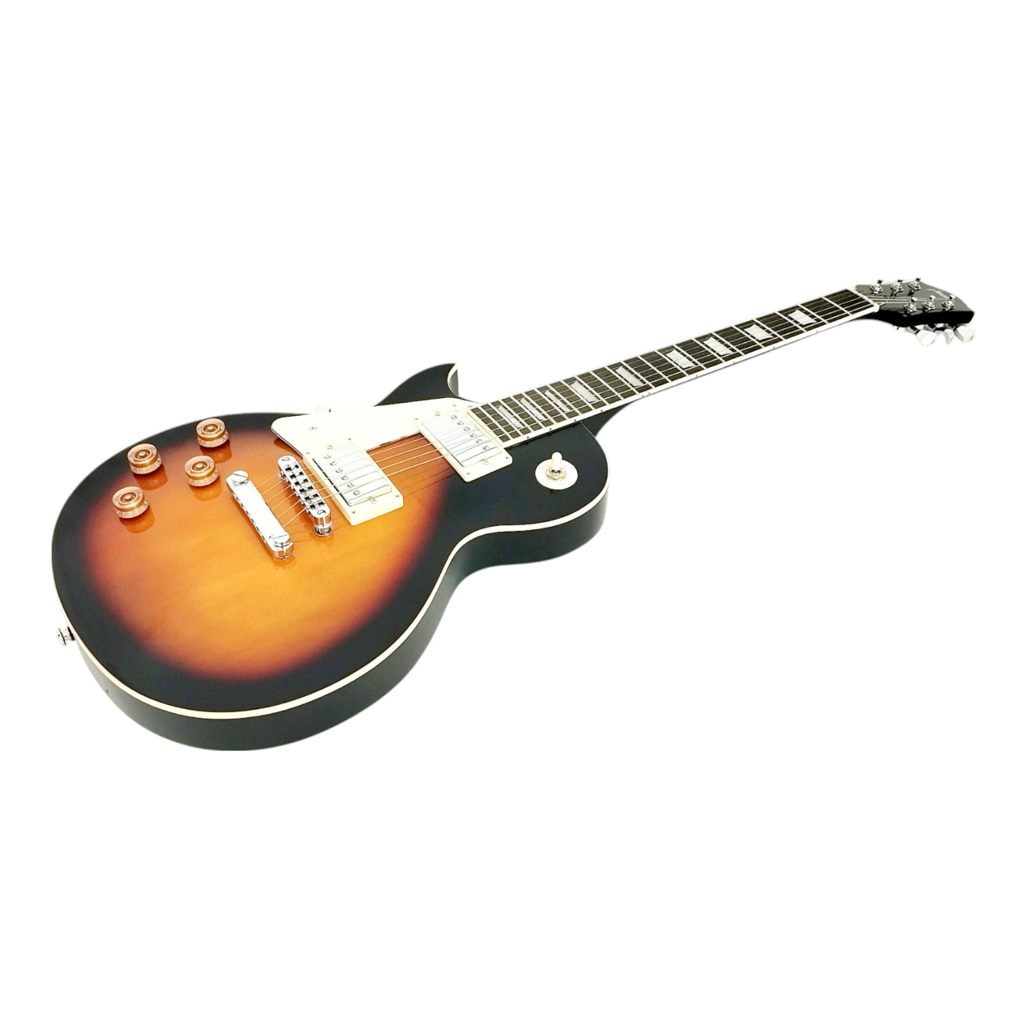 Haze SEG277 Vintageburst Left-Handed Electric Guitar with Humbuckers and Flame Maple Top + 10W Amp. (Optional)