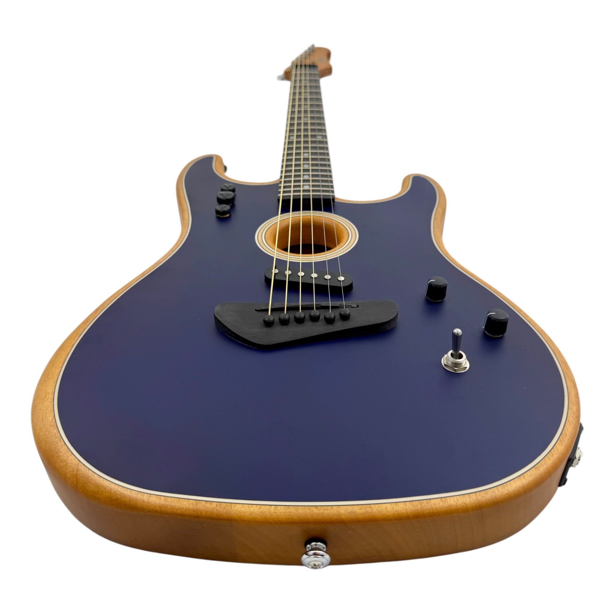 Haze STACOUSTASONIC “SonicBlend” Okoume Hollow-Body Hybrid HST Electric-Acoustic Guitar in Matte Deep Blue