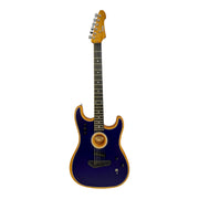 Haze STACOUSTASONIC “SonicBlend” Okoume Hollow-Body Hybrid HST Electric-Acoustic Guitar in Matte Deep Blue