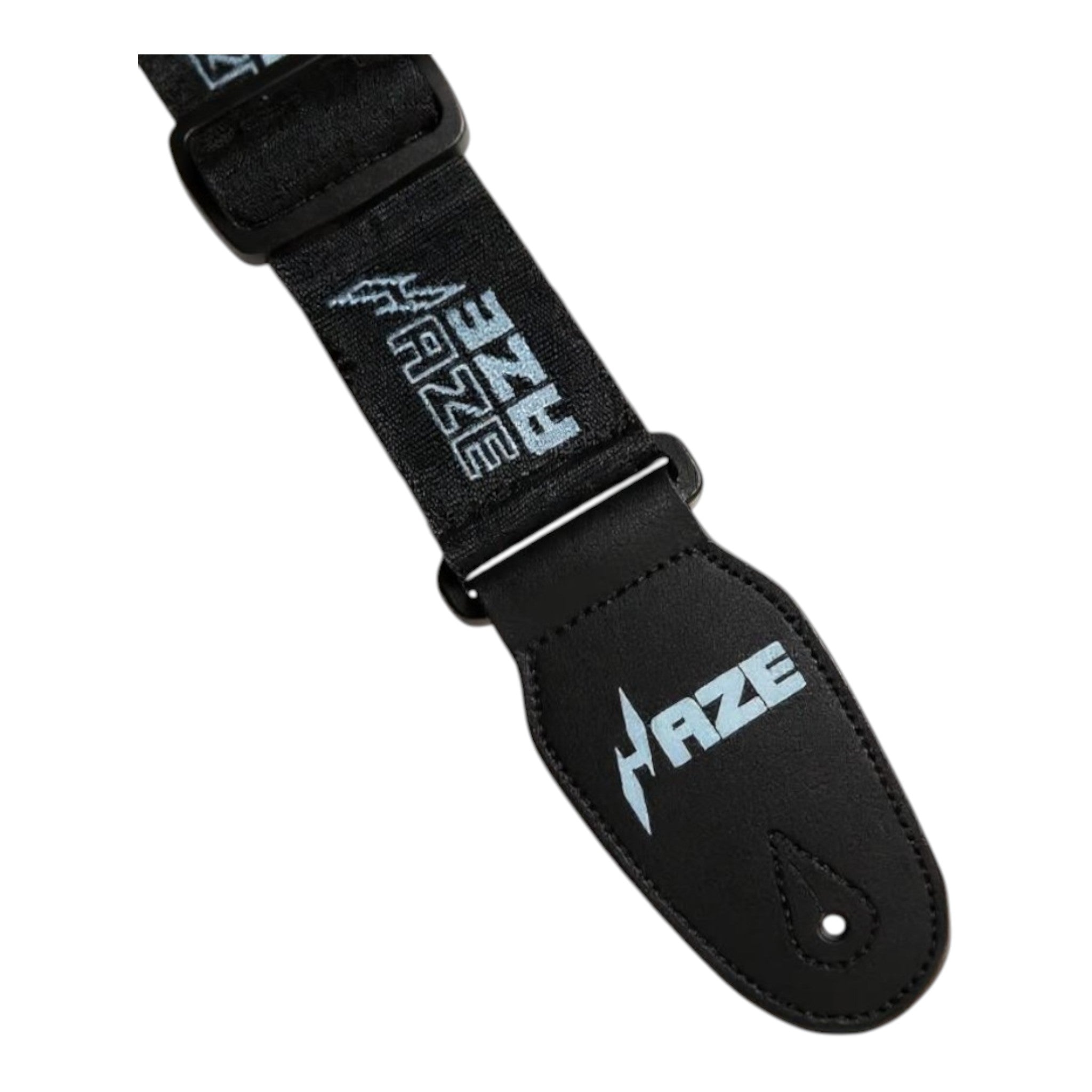 Haze STRPLOGO Woven Nylon Guitar Strap – Black Satin with Logo Print