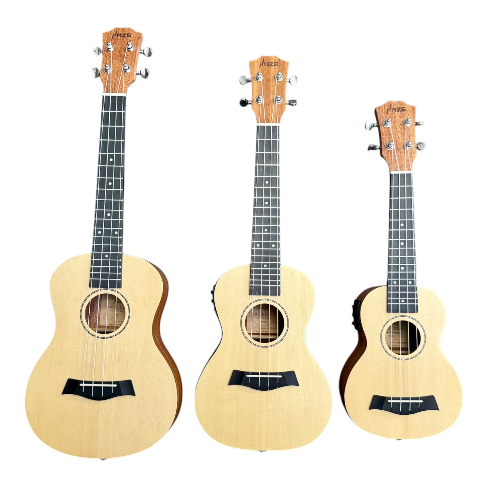 Haze UK120 Spruce Top Acoustic-Electric 26" Tenor Ukulele in Natural Matte - UK12026EQ