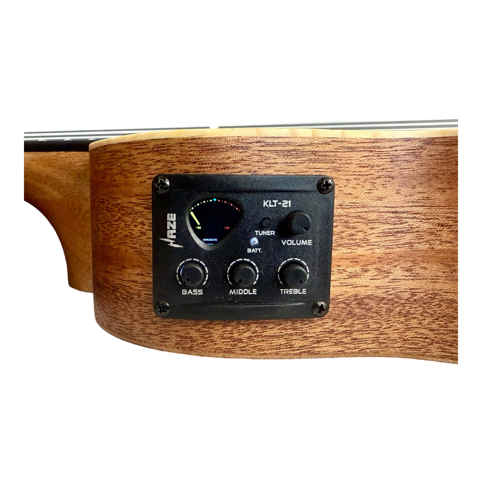 Haze UK450 Solid Spruce Top Acoustic-Electric 26" Tenor Ukulele with Bevelled Armrest - UK45026EQ