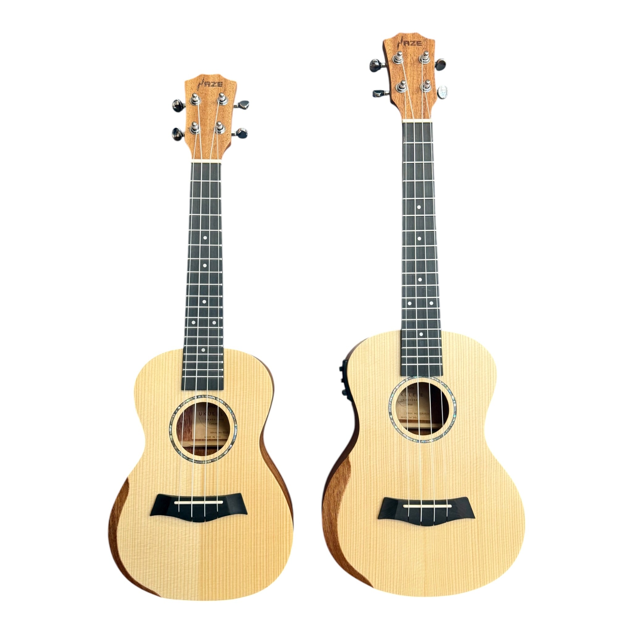 Haze UK450 Solid Spruce Top Acoustic-Electric 26" Tenor Ukulele with Bevelled Armrest - UK45026EQ