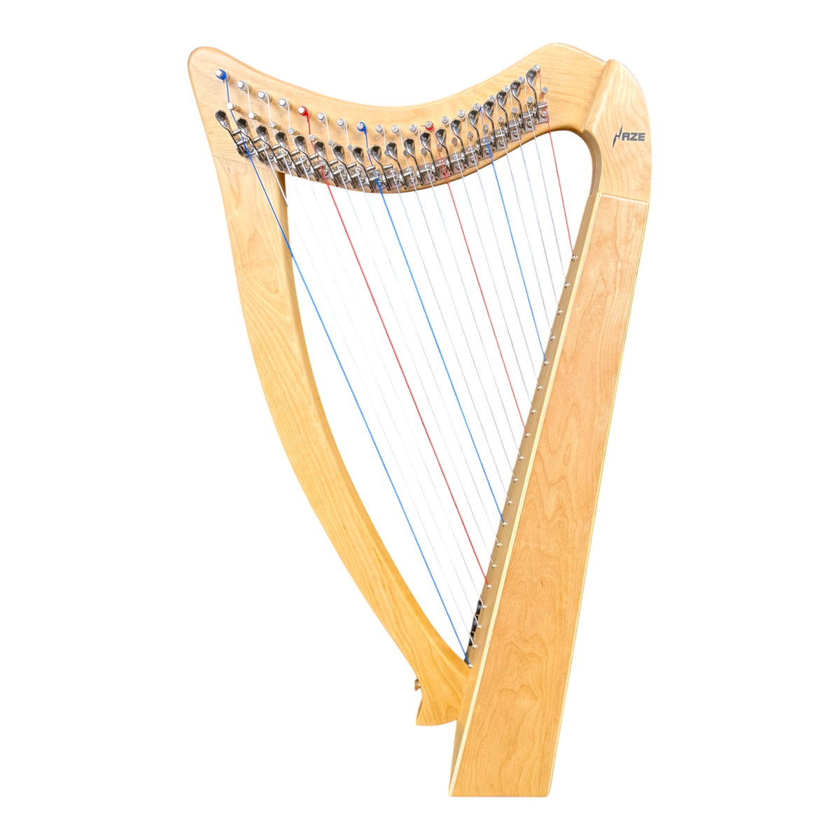 Haze WH19MSEQL 19-String Acoustic-Electric Lever-Fitted Lap Harp - Natural Maple Harp with Sitka Spruce Soundboard
