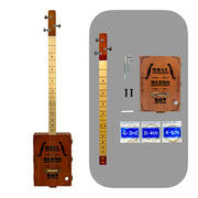 Haze "Blues" Mahogany Body 3-String Cigar Box Guitar Complete DIY Kit - Passive Piezo Pickup - X1 (Optional Slide Available)