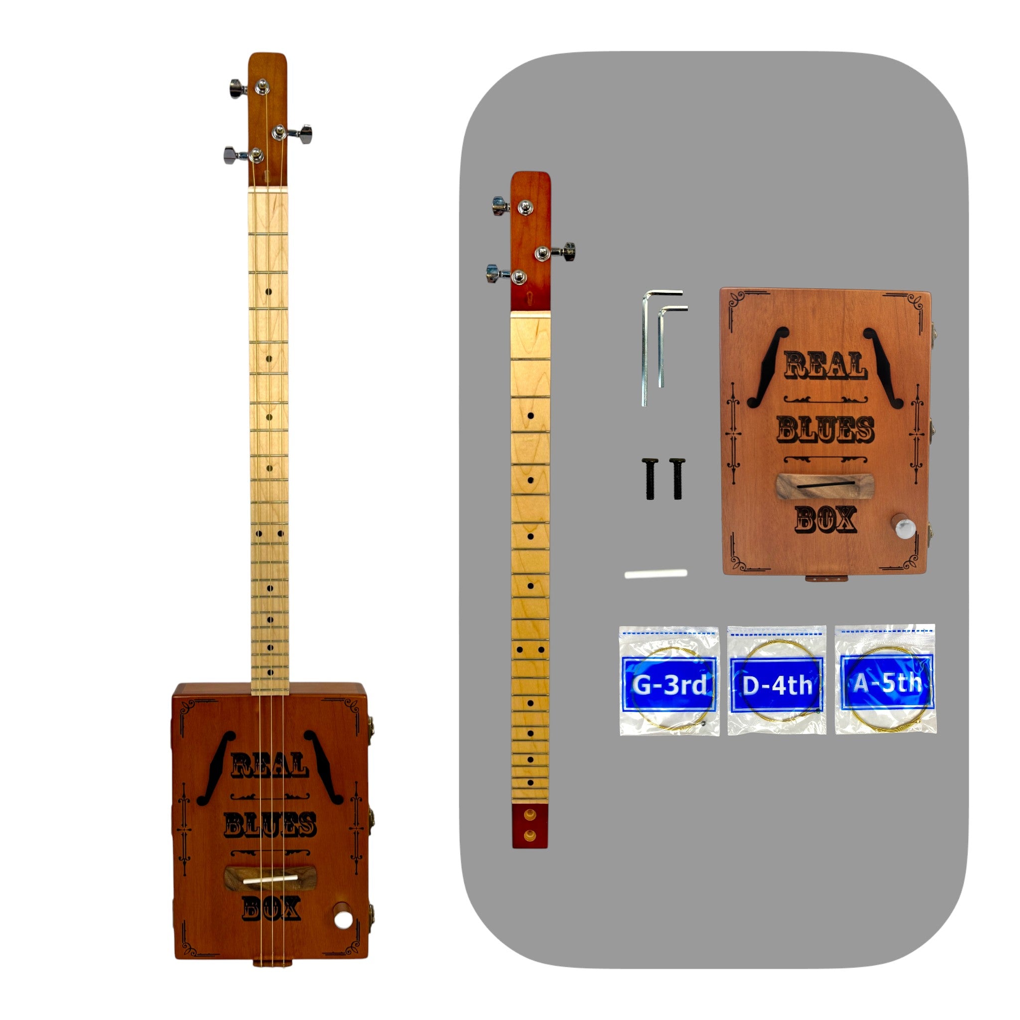 Haze Model X1 DIY Cigar Box Guitar Kit – Mahogany “Blues” Style with Upgradable Guitar Slide (optional)