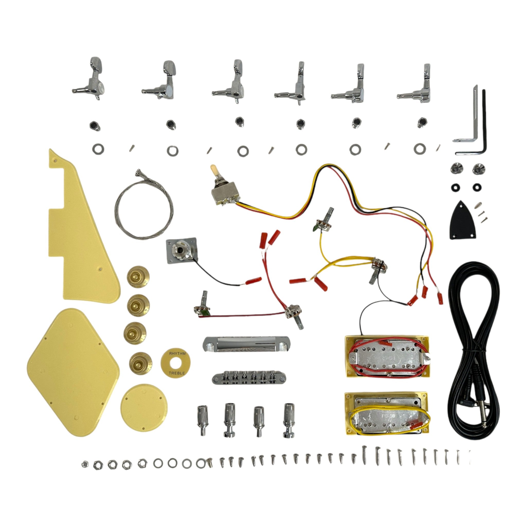 HSLPP19380BDIY Solid Basswood Body Maple Set-Neck HLP H-H Electric Guitar DIY Kit -Complete No-Soldering w/ IvoryTrims & Chrome Hardware