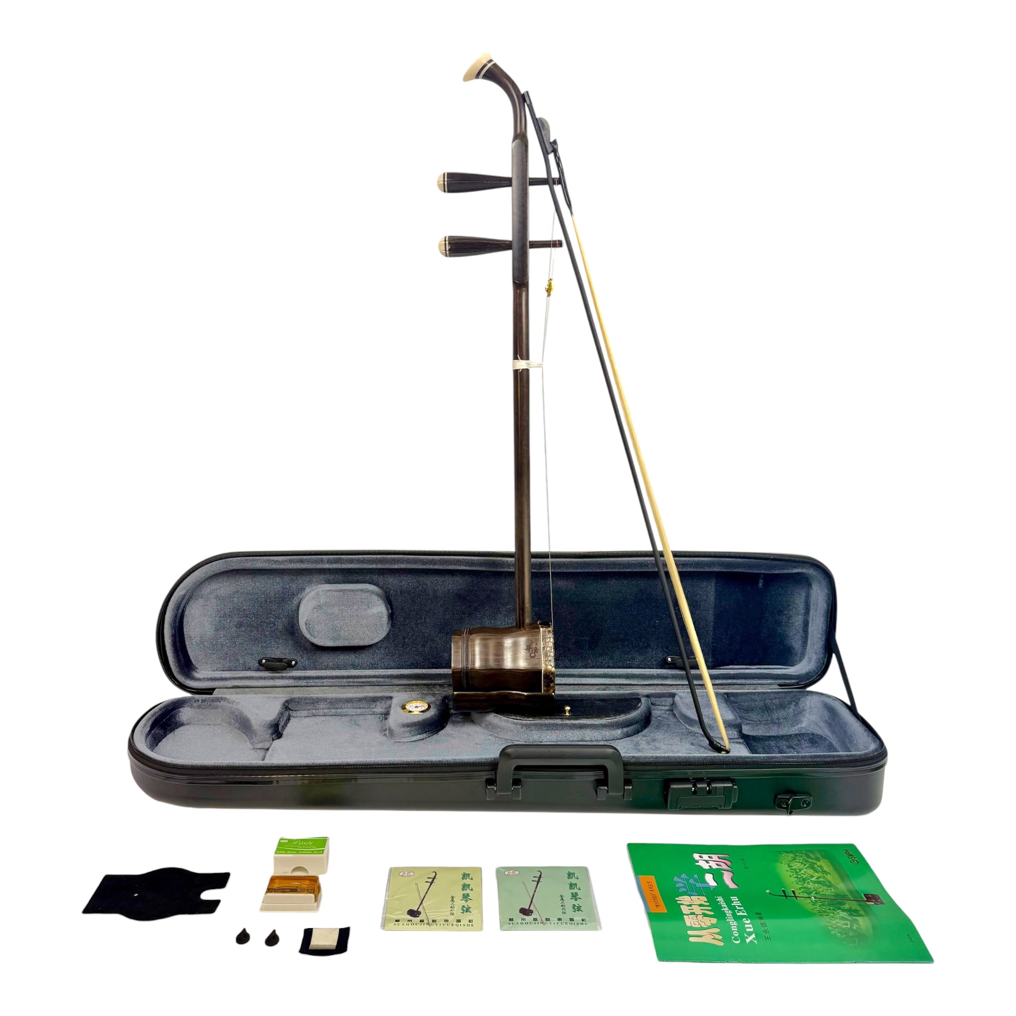 Hua Yin 华音 HY132G6 “Moon Crescent” Cheng Guibao Erhu with Dark Coffee Finish - Premium Travel Hard Case - Intermediate Series
