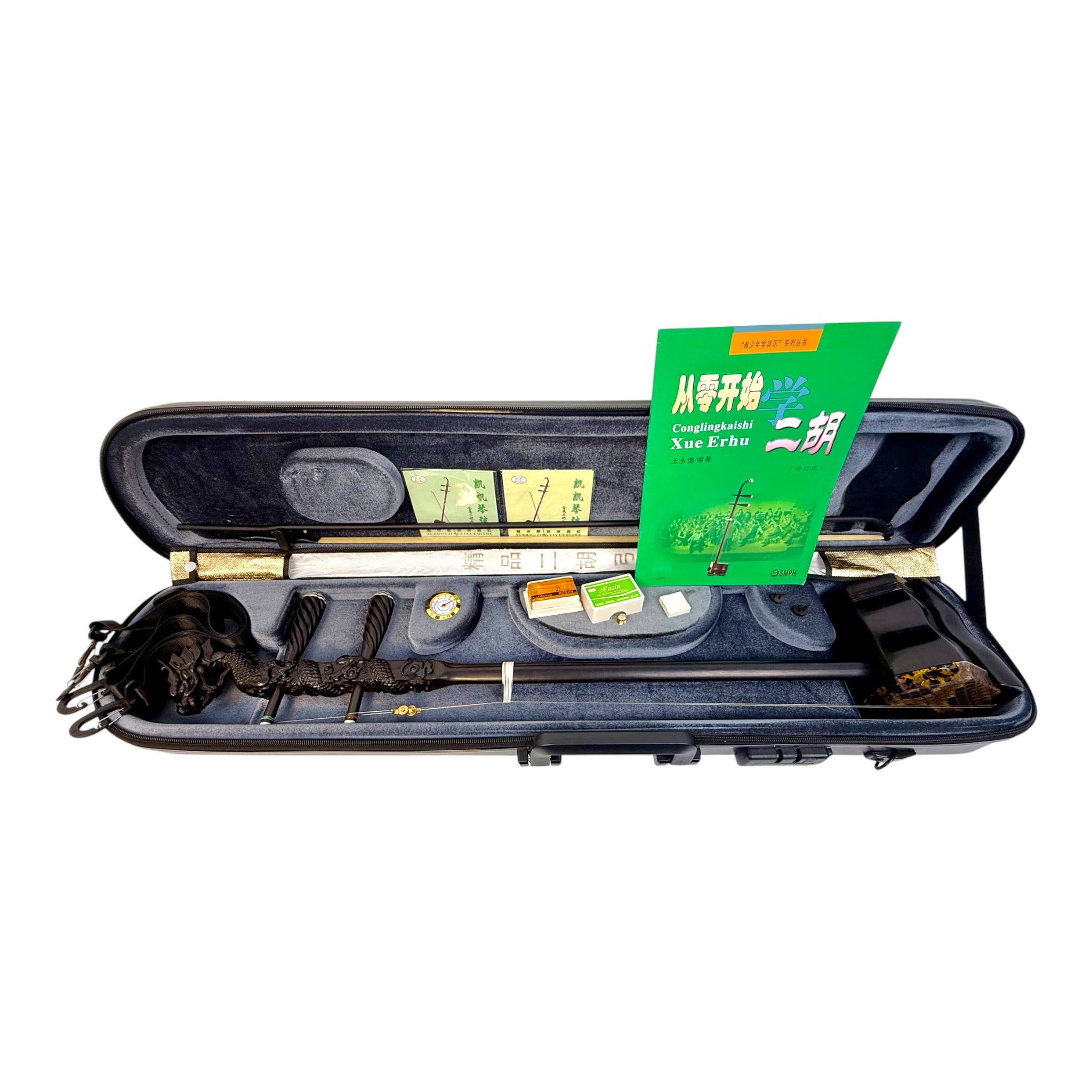 Hua Yin 华音 HY132L1 "Blossom Dragon" Ebony Erhu - Premium Travel Hard Case - Professional Series (Copy)