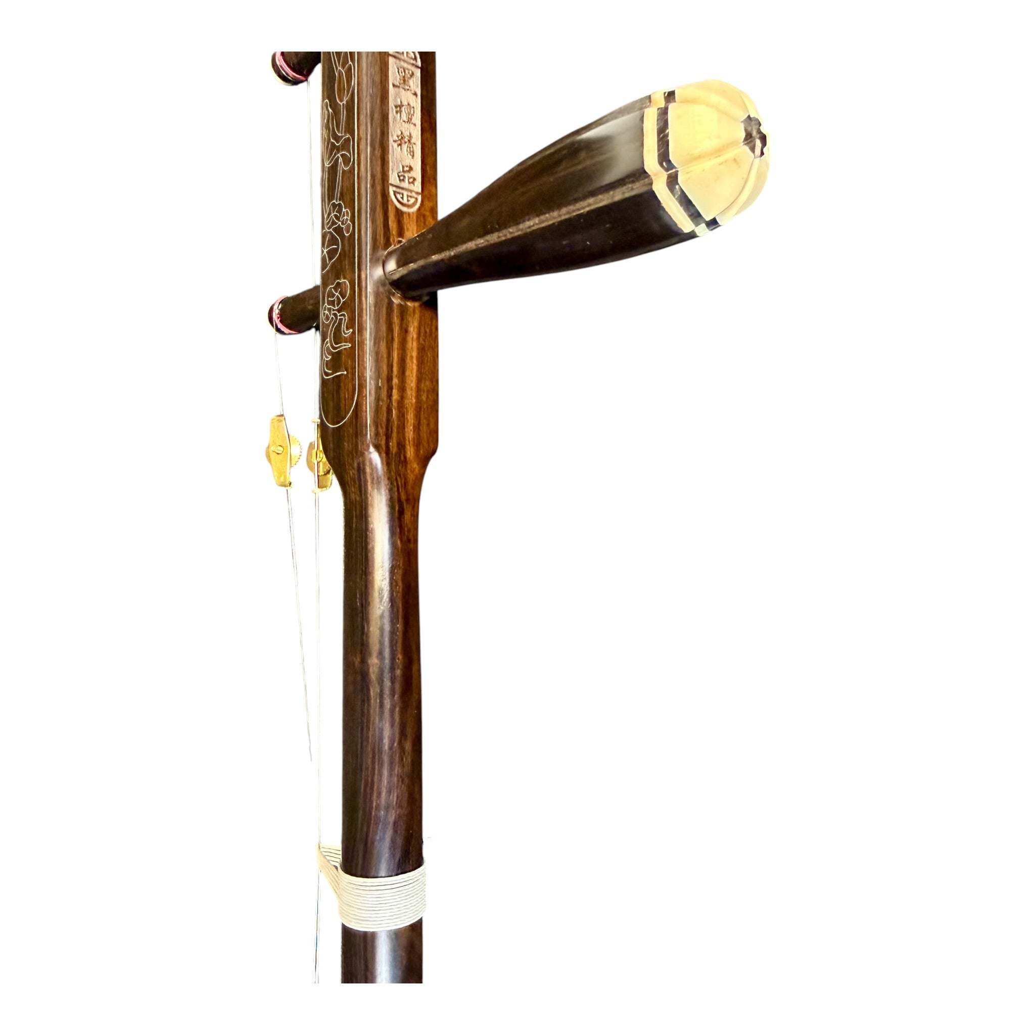 Hua Yin 华音 HY132S “Sacred Lotus” Ebony Erhu with Silver Inlay - Premium Travel Hard Case - Professional Series